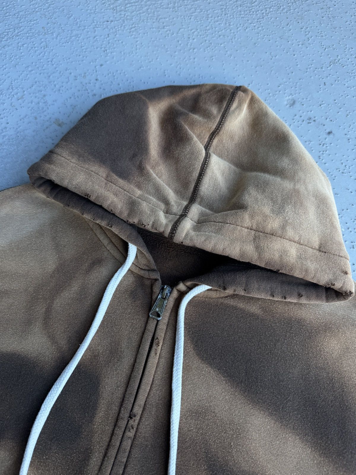 Vintage Faded distressed hoodie brown full zip vintage M-L Size US M / EU 48-50 / 2 - 9 Thumbnail