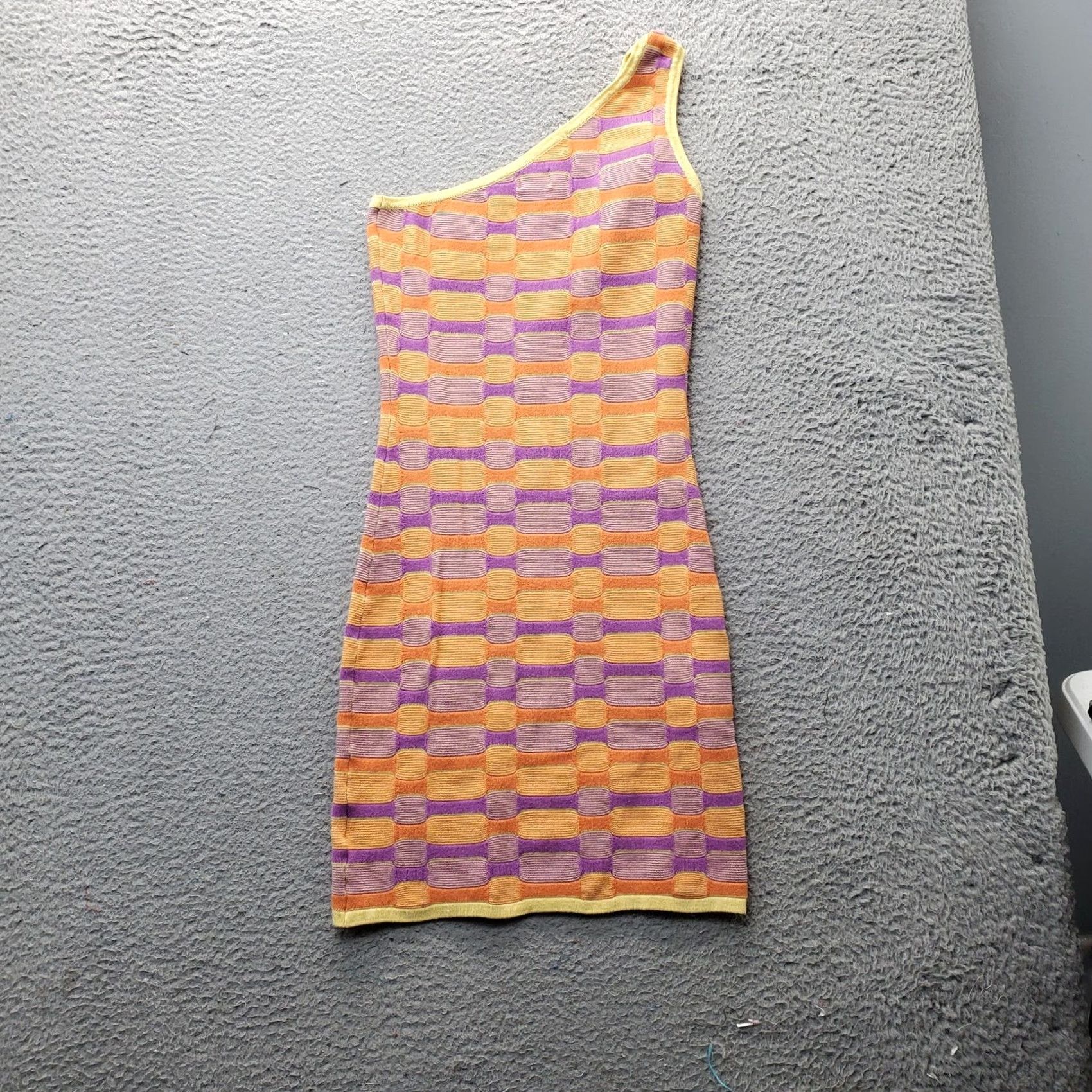Cotton On Cotton On Mini Dress Womens XS Multi Geometric Knitted One Shoulder Sleeveless Dress Size XS / US 0-2 / IT 36-38 - 2 Thumbnail