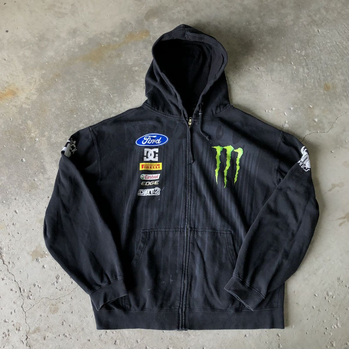 image of Dc Monster Energy Ken Block 43 Zip Hoodie Y2K Skater in Black, Men's (Size XL)