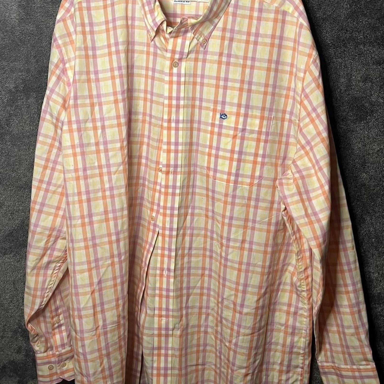 Southern Tide Southern Tide Gingham Button Down Peach Pink Yellow XL Size US XL / EU 56 / 4 - 1 Thumbnail