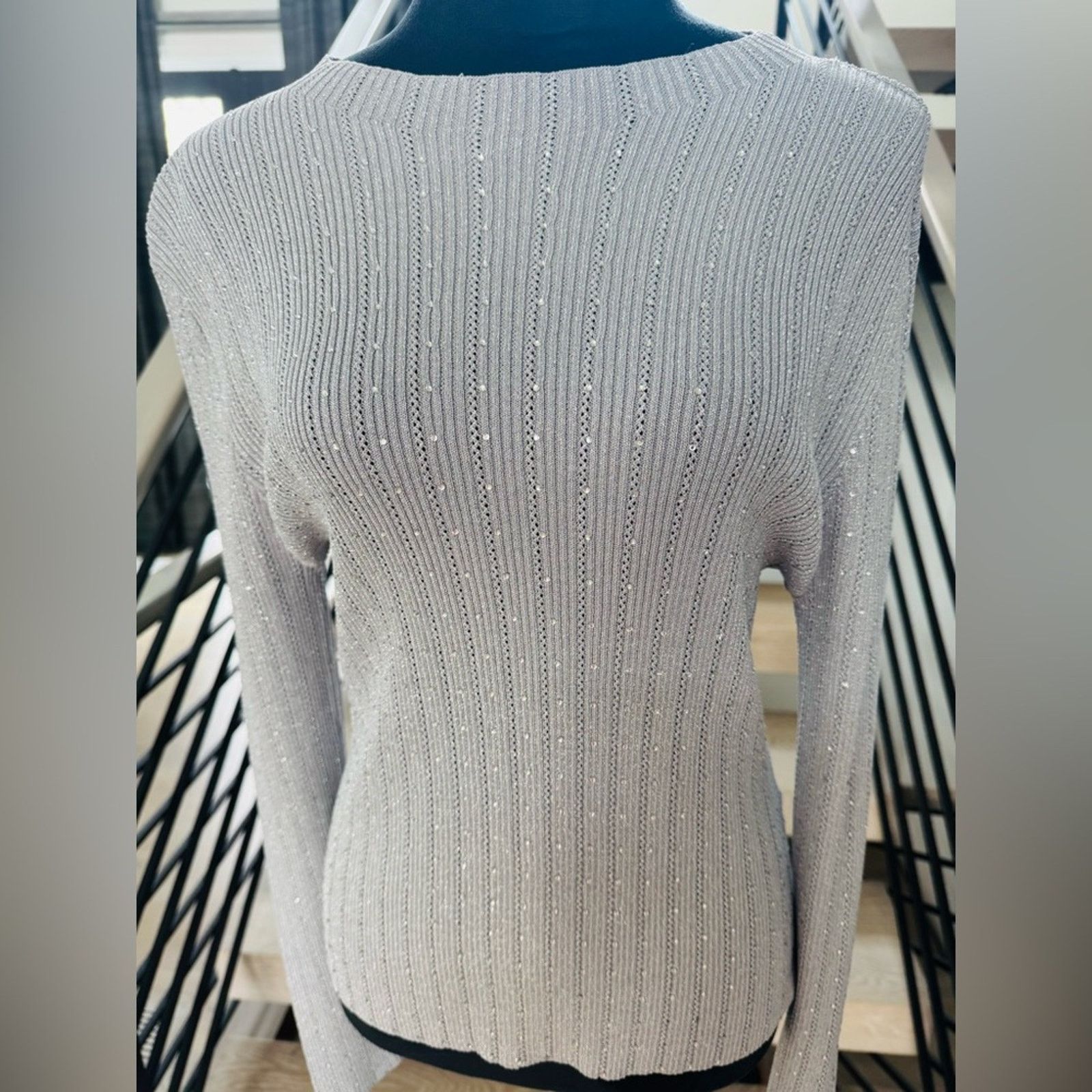 Other New Elegant Silver Sweater with Rhinestones size S Size S / US 4 / IT 40 - 2 Thumbnail