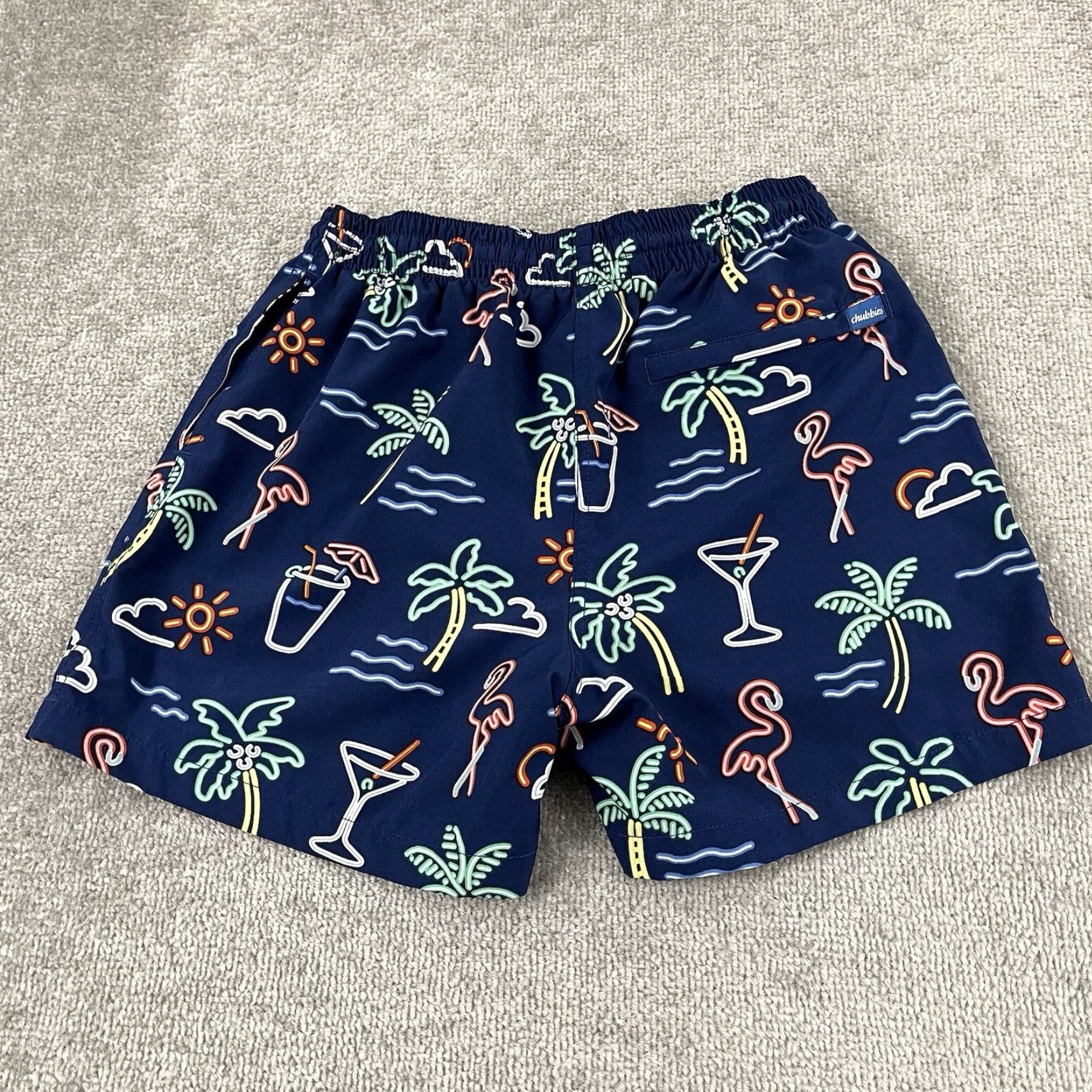 Chubbies CHUBBIES Swim Trunks Mens Medium Blue Neon Lights Lined 5.5" Short Size US 31 - 3 Thumbnail