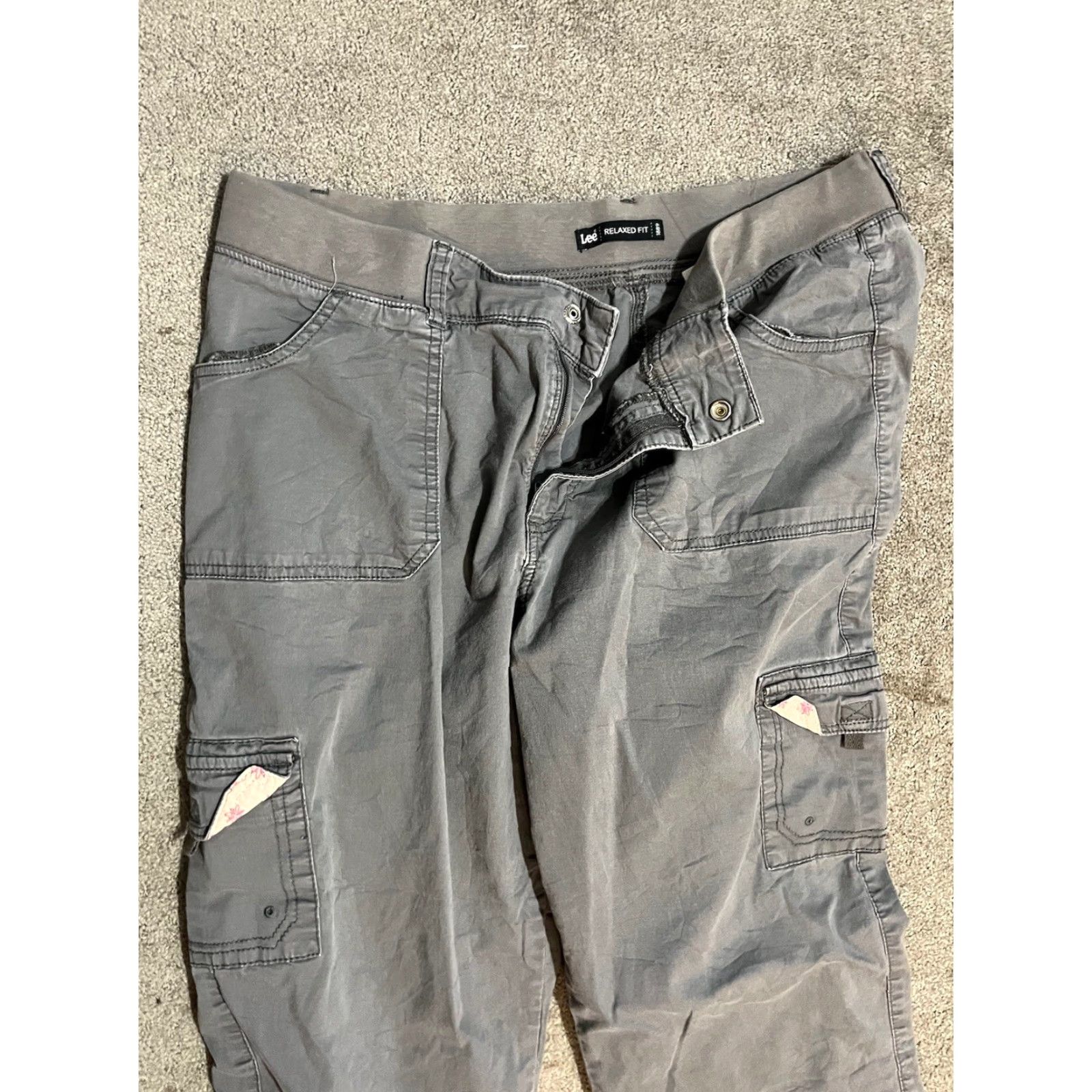 Lee Lee Pants Womens Size 18 Medium Gray Capri Relaxed Fit Drawstring Stretch Size 40" / US 18 - 2 Thumbnail