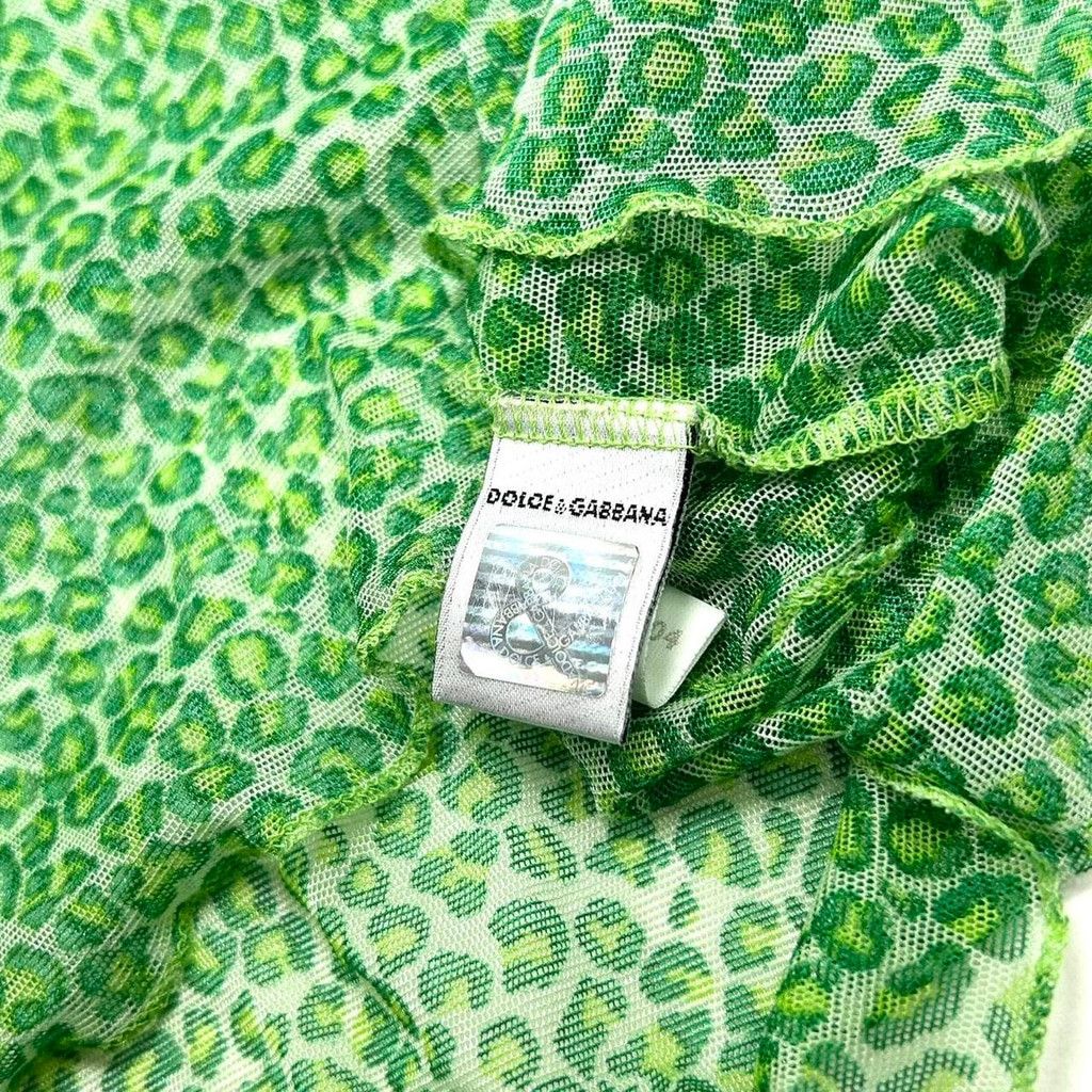 Dolce & Gabbana y2k D&G green mesh short sleeve top with leopard print Size M / US 6-8 / IT 42-44 - 5 Thumbnail