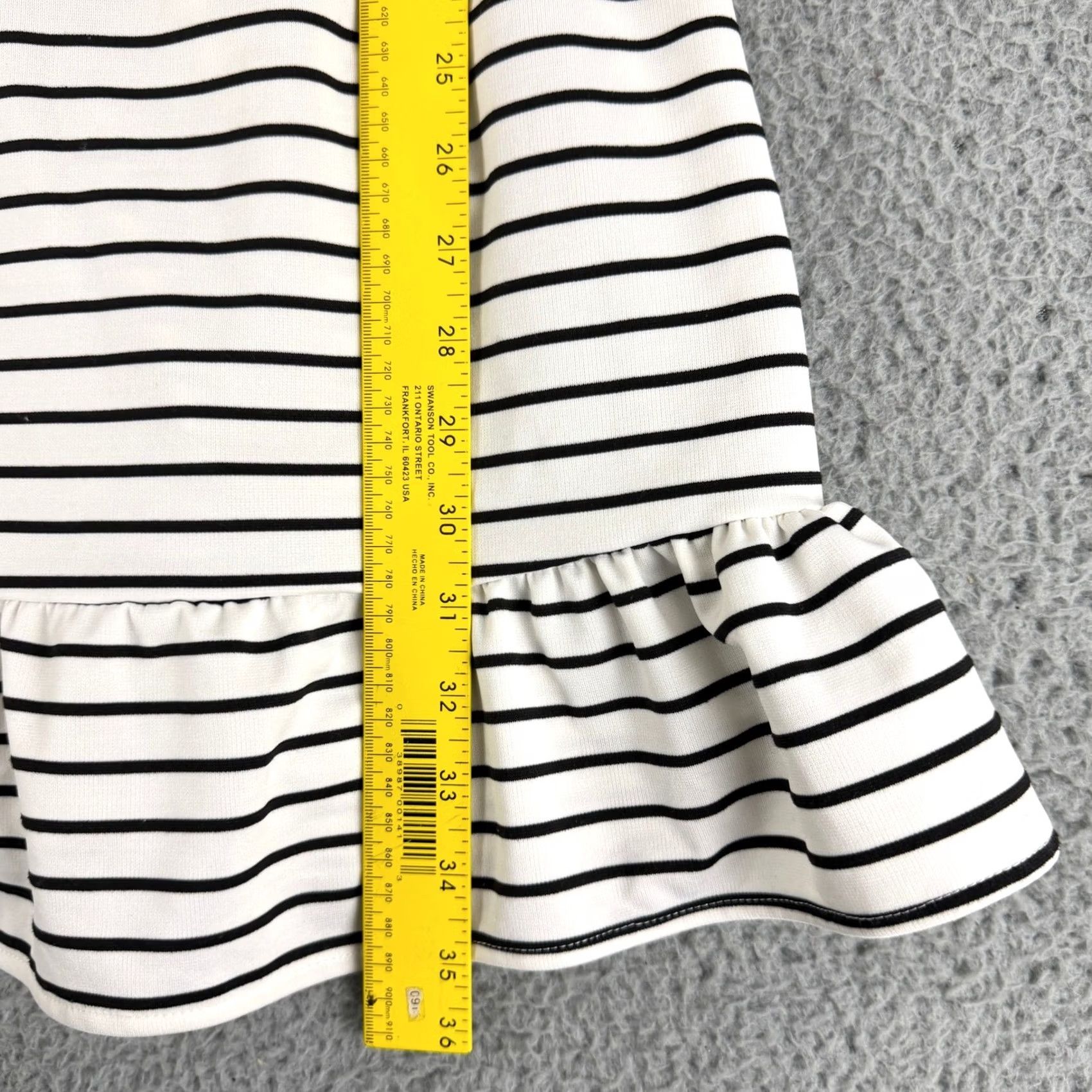 Vintage Maeve Fit Flare Dress Womens M White Striped Ruffle Square Neck Jersey Polyester Spandex Casual Workwear of-the-moment Nautical Preppy City Designer Size M / US 6-8 / IT 42-44 - 5 Thumbnail