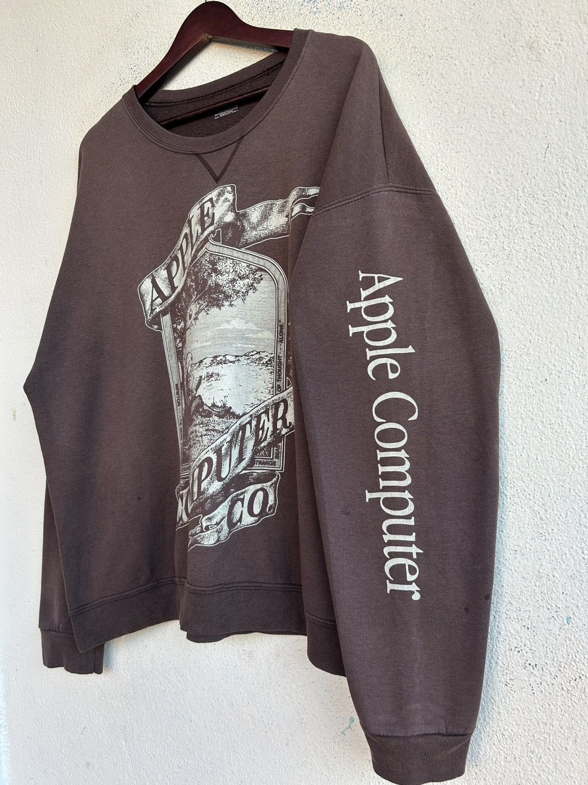 Apple FOTL Apple Computer Co Sunfaded Brown Sweatshirt Size US XL / EU 56 / 4 - 4 Thumbnail