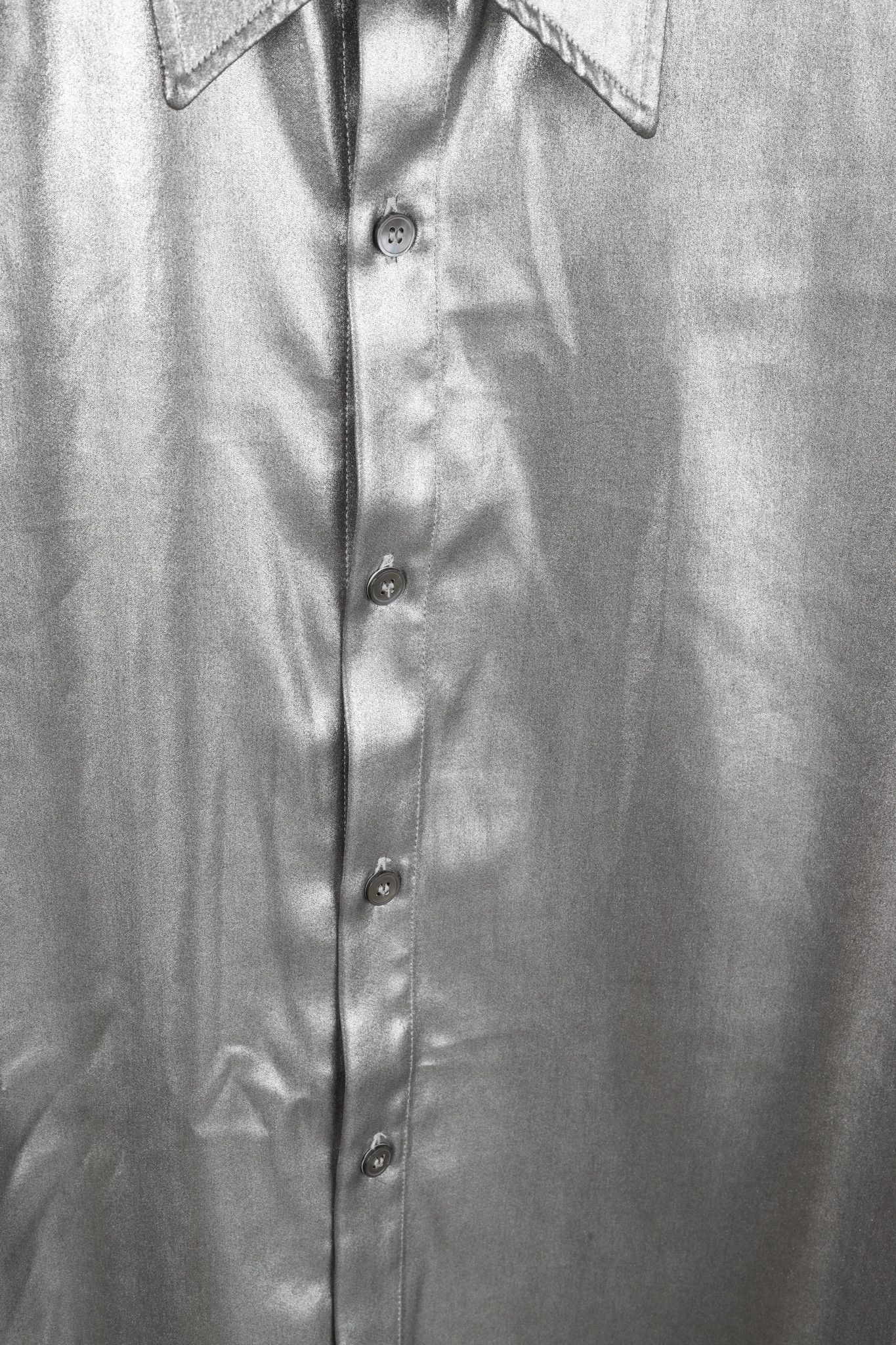 CMMN SWDN CMMN SWDN Cecil Light Lame Metallic Silver Button Up Shirt Size US M / EU 48-50 / 2 - 8 Thumbnail