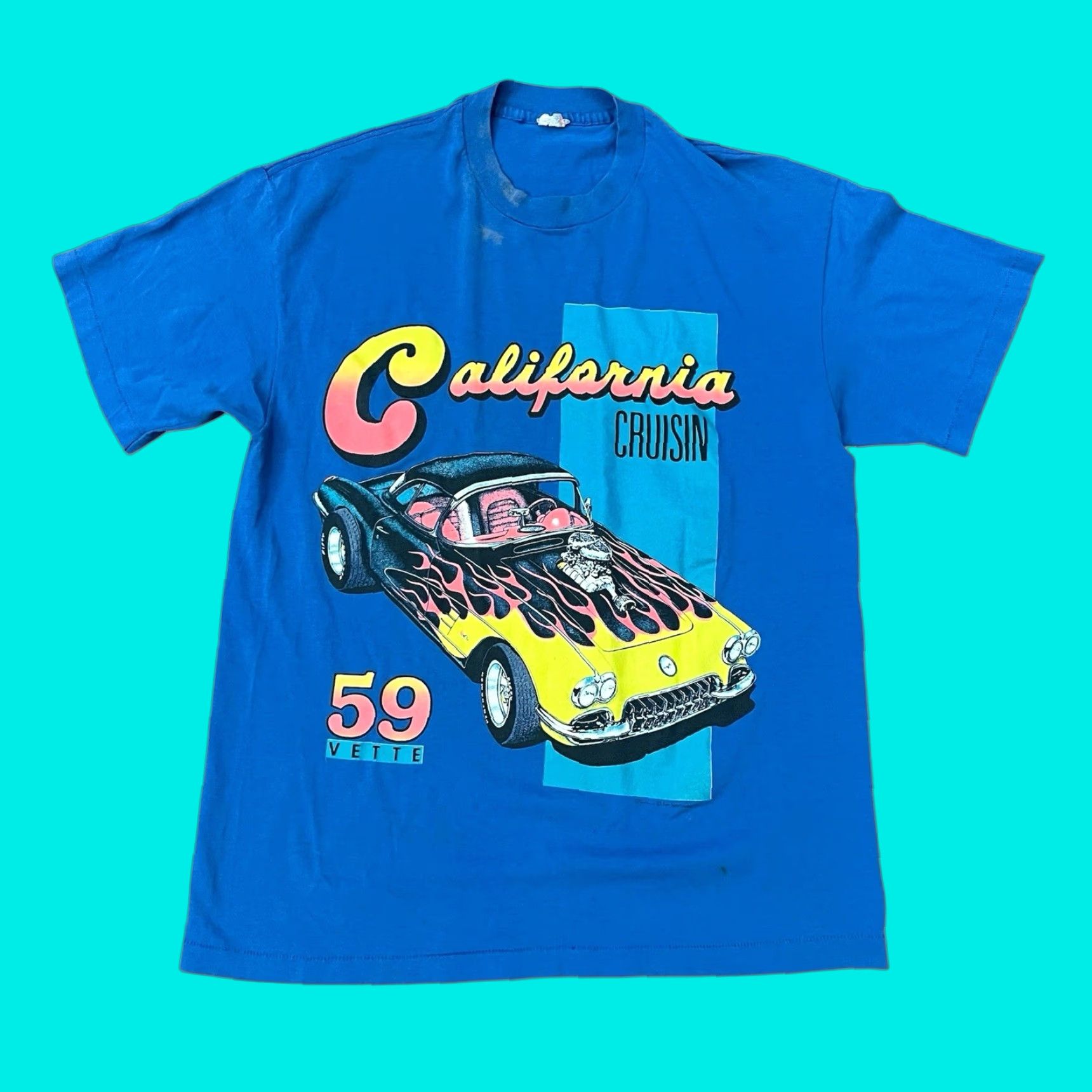 Vintage VINTAGE Chevrolet T-Shirt Blue 80s 90s Hot Rod Racing Single Stitch Mens L Size US L / EU 52-54 / 3 - 1 Thumbnail