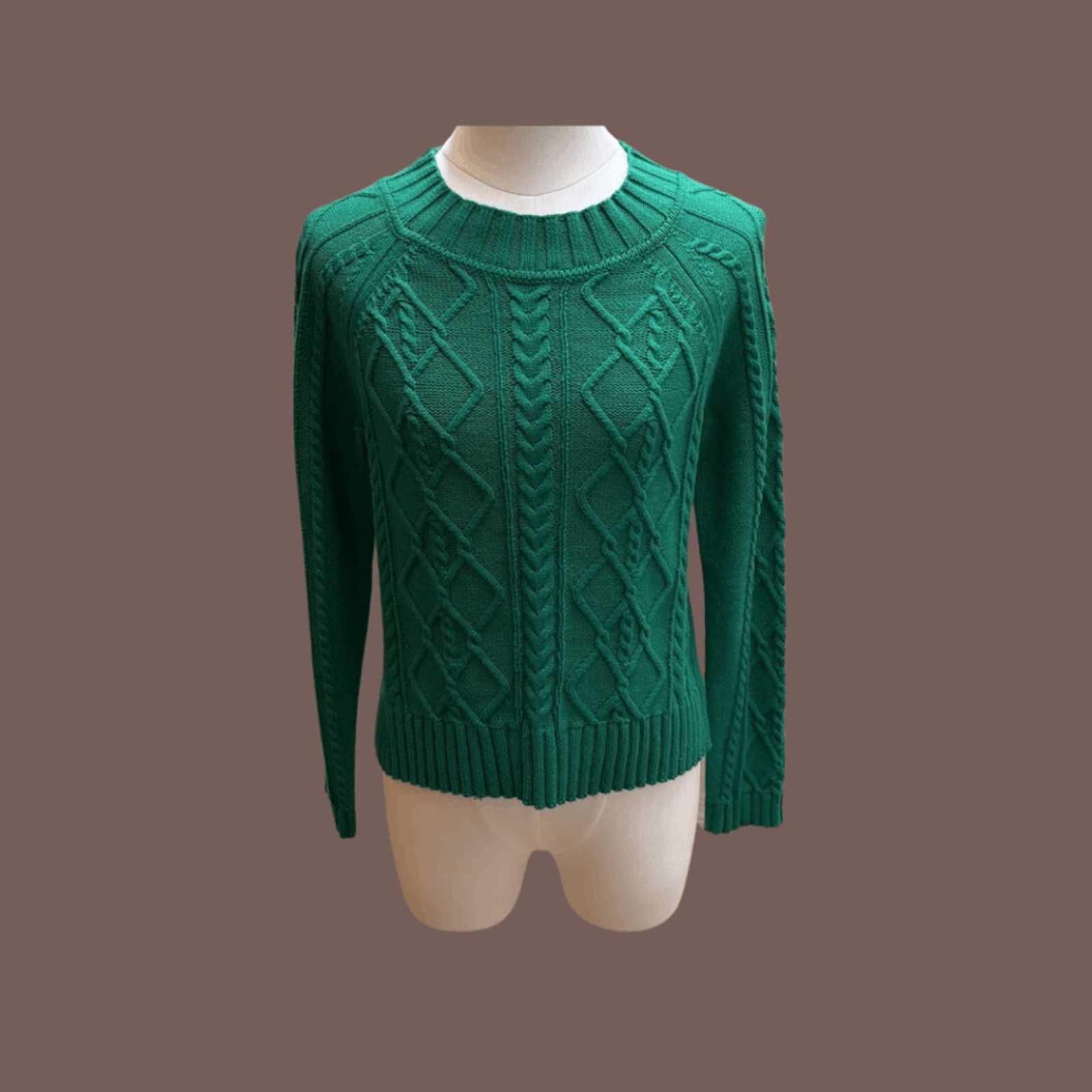 Gap VTG Cable Knit Sweater | Gap Green Cotton | Preppy Classic Size XS / US 0-2 / IT 36-38 - 1 Thumbnail