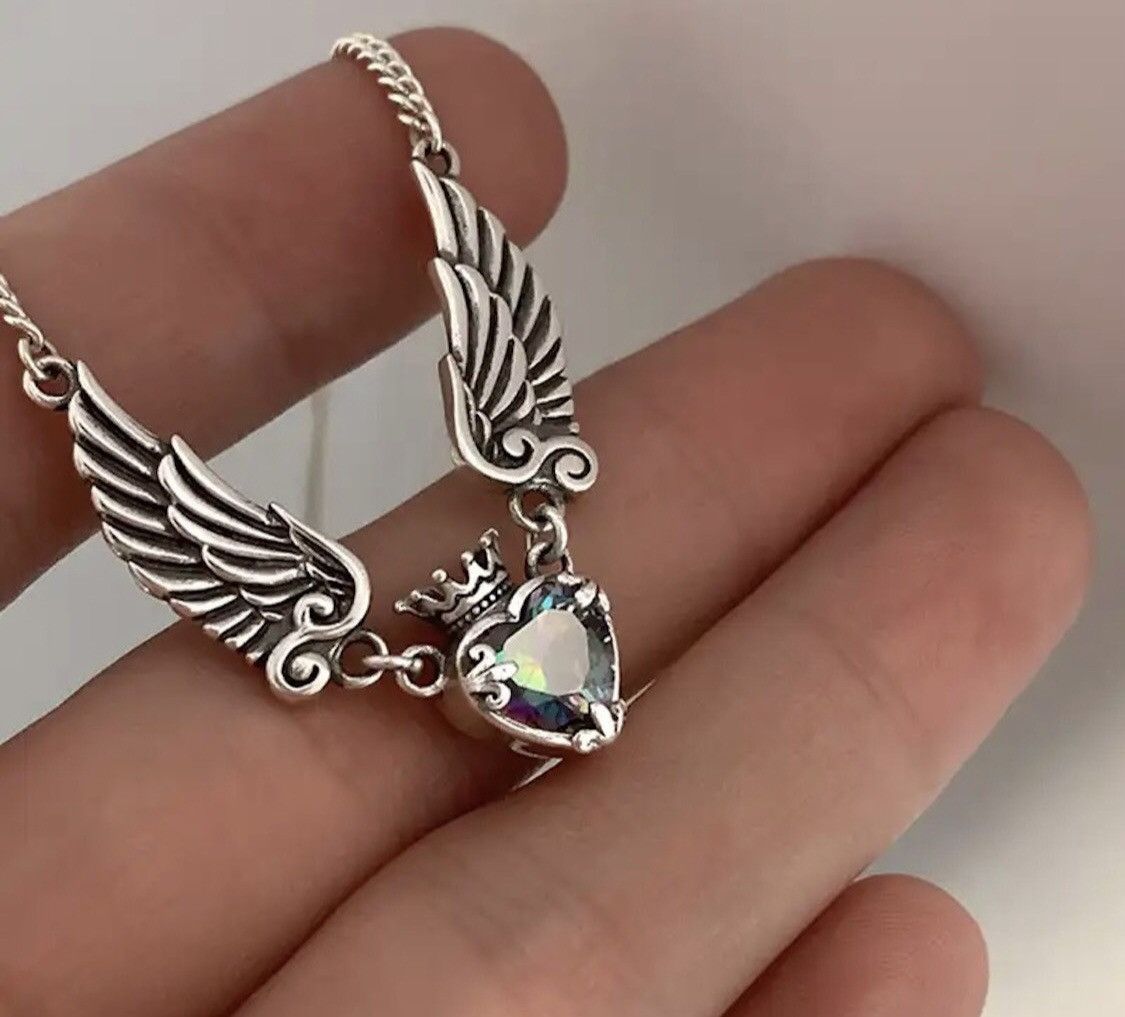 Jewelry Wing Love Stone Chain Necklace Size ONE SIZE - 4 Thumbnail