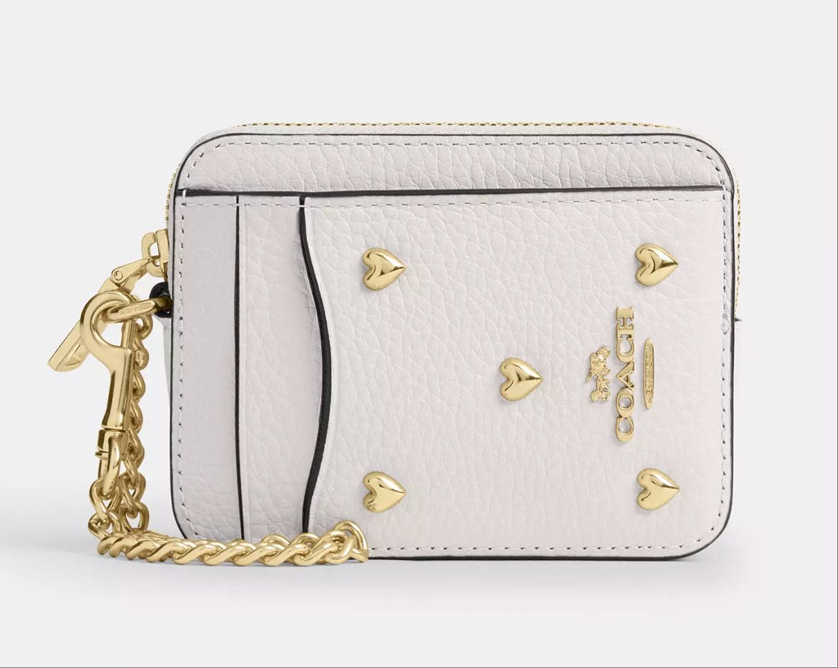Coach Zip Card Case With Heart Rivets CDG82 Size ONE SIZE - 4 Thumbnail