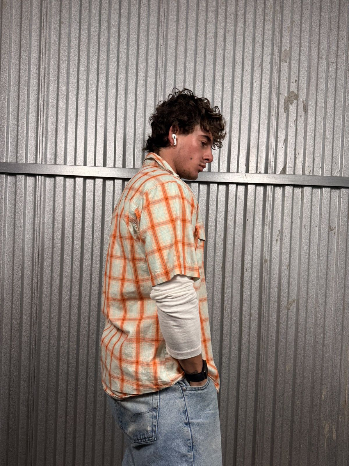 Wrangler Vintage Wrangler Short Sleeve Orange Plaid Western Shirt Size US L / EU 52-54 / 3 - 4 Thumbnail