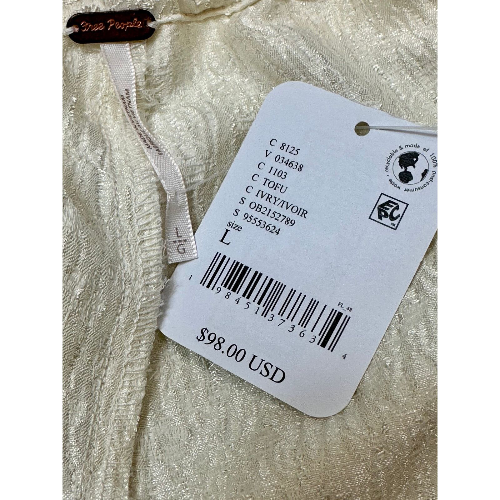 Free People Free People Pearl Satin Shorts Drawstring Waist Tofu L Size 33" - 20 Thumbnail