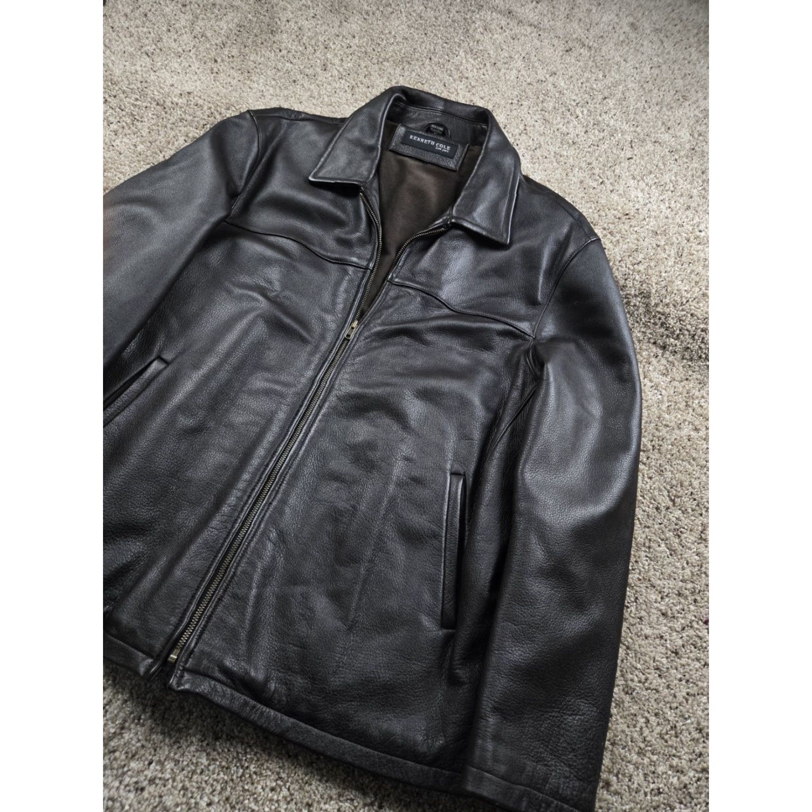 Kenneth Cole VINTAGE Kenneth Cole Leather Bomber Jacket XL Mens Brown Full Zip Pockets Y2K Size US XL / EU 56 / 4 - 2 Thumbnail