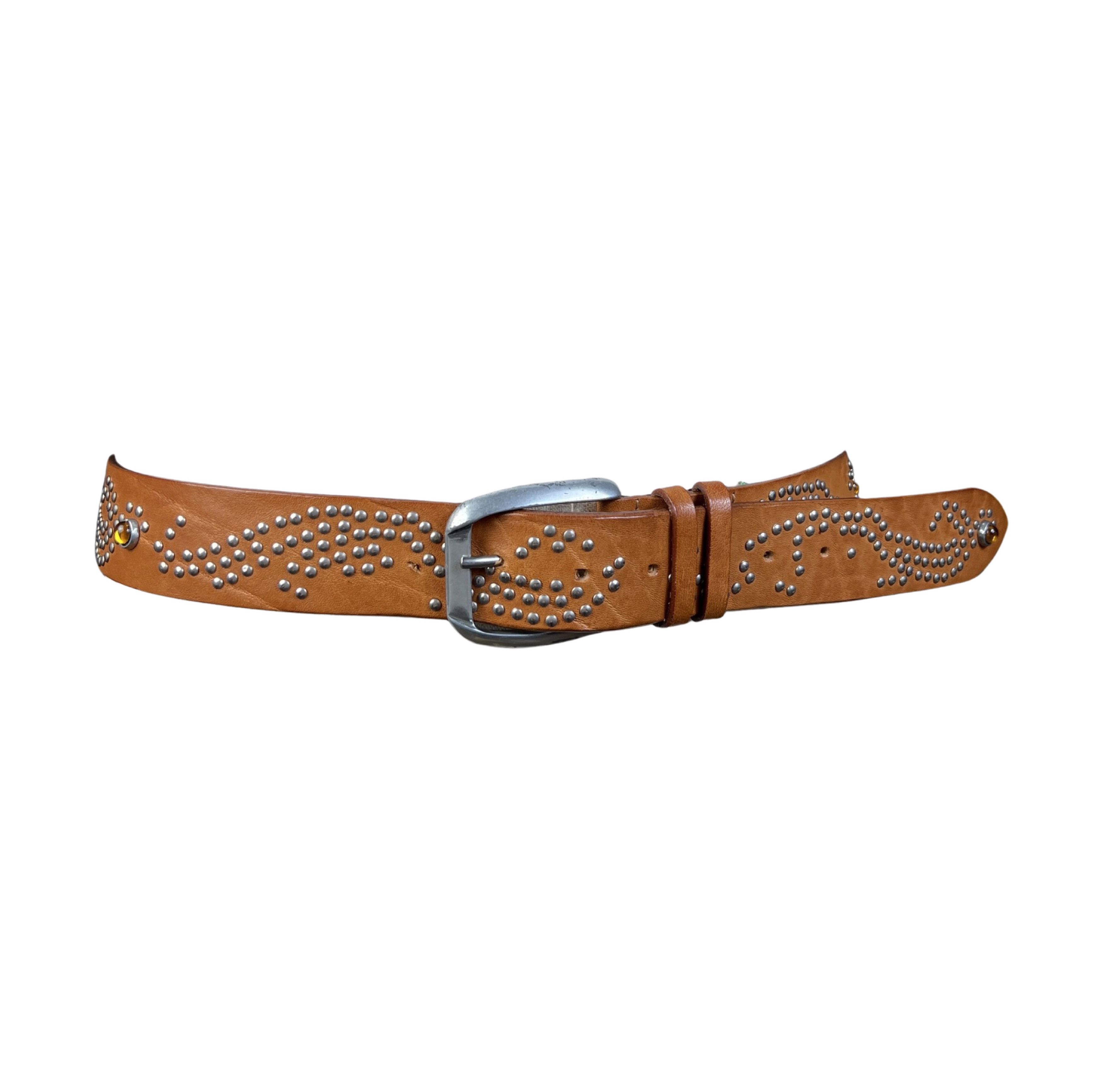 Vintage Vintage Fabrizio Mancini Rhinestones Leather Belt Italy Size ONE SIZE - 1 Thumbnail