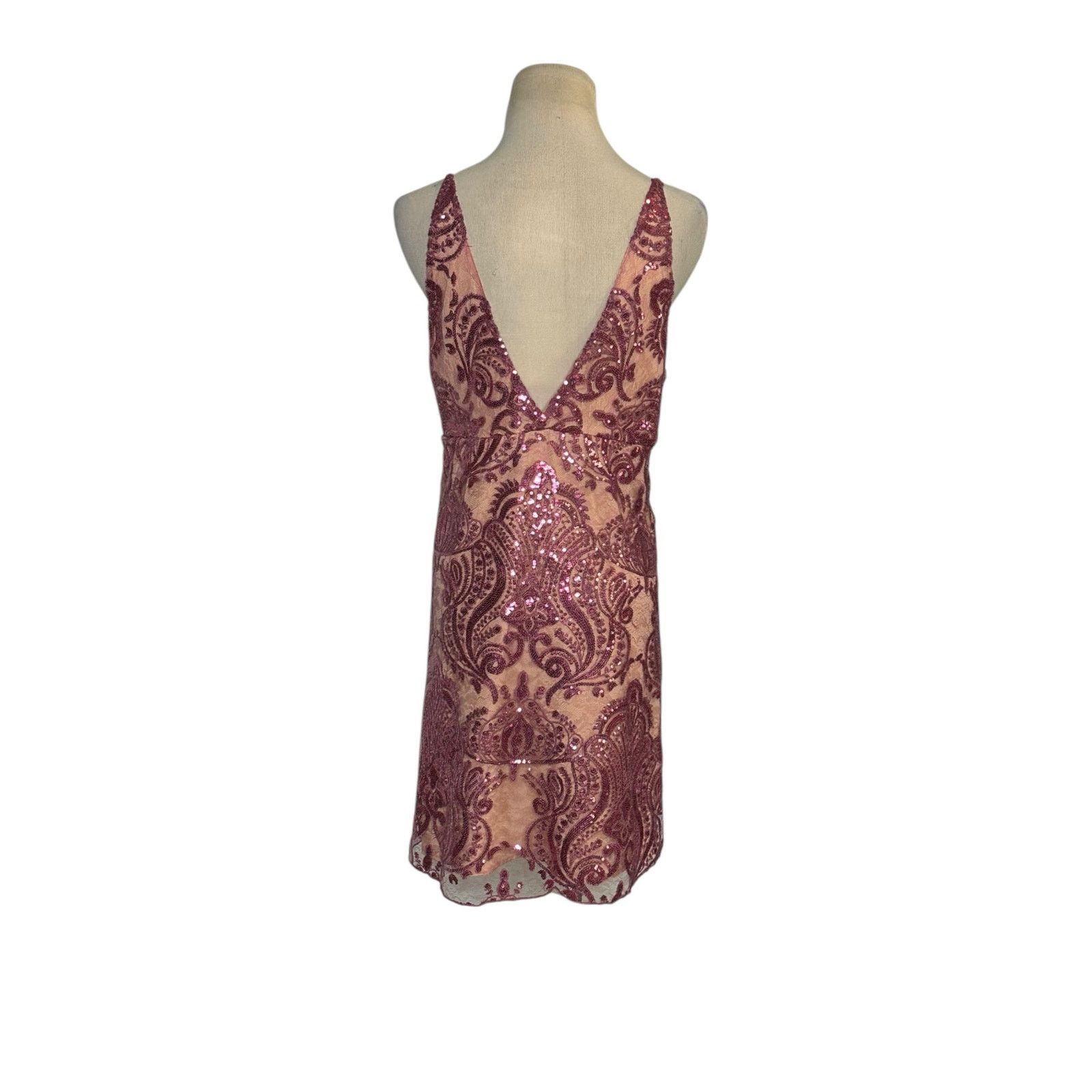 Free People Free People Pink Sequin Spaghetti Strap Mini Dress Size 14 Size XL / US 12-14 / IT 48-50 - 12 Thumbnail