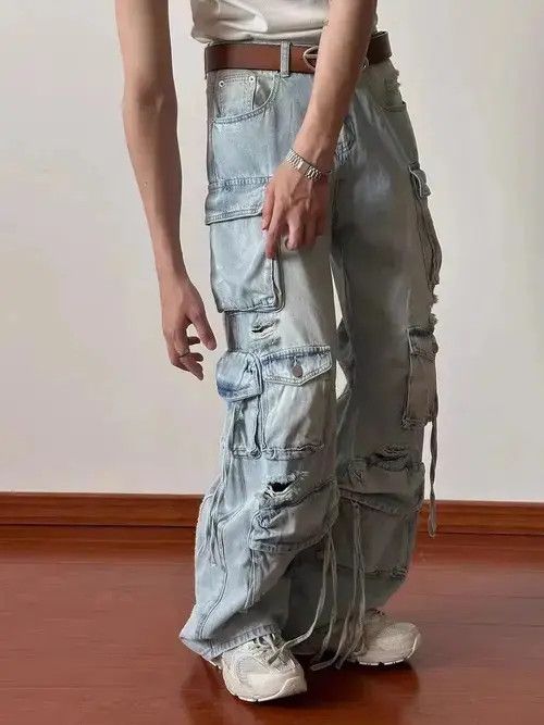 Designer Multi-Pocket Washed Cargo Pant Size US 30 / EU 46 - 1 Thumbnail