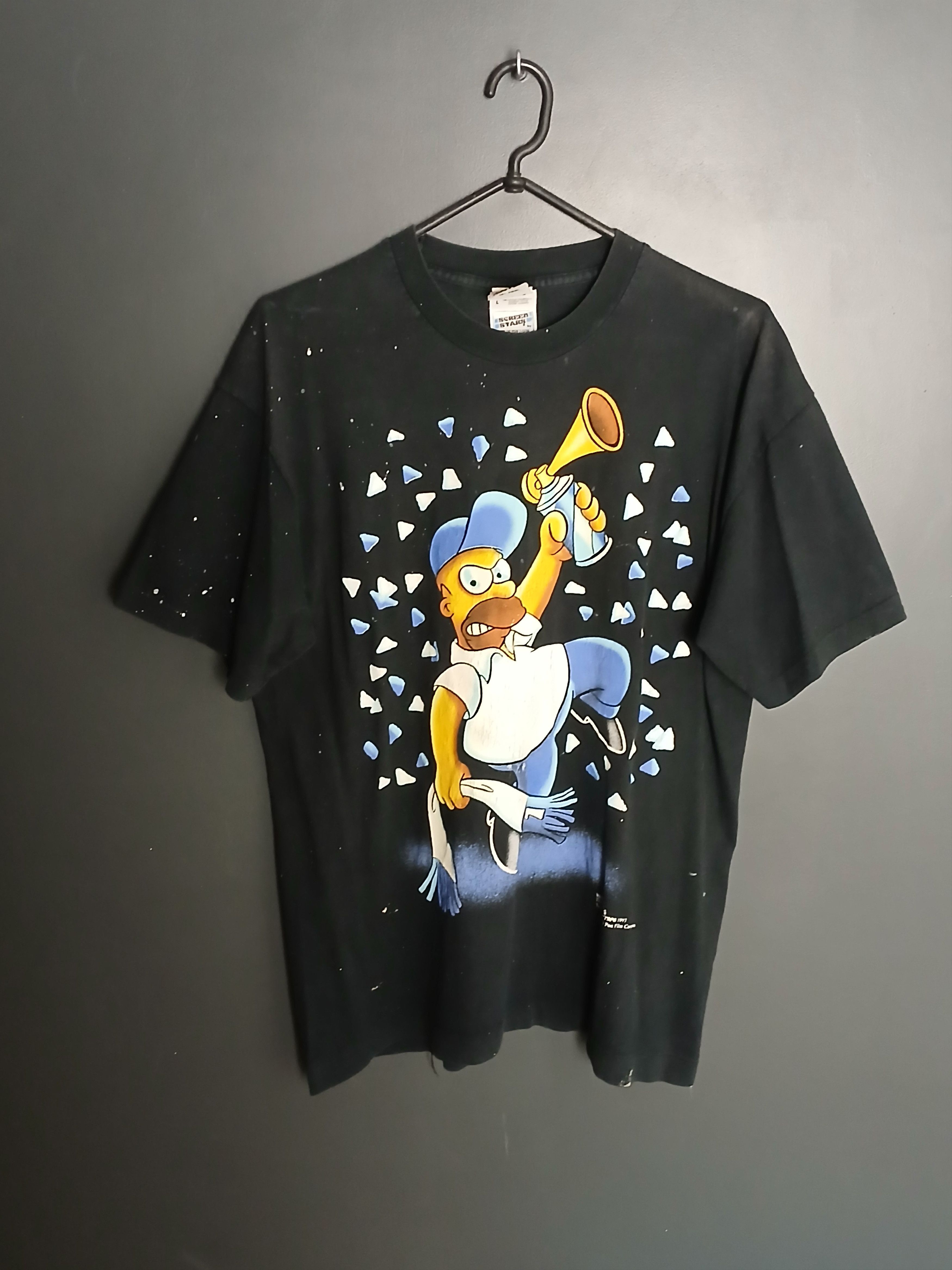 Cartoon Network × The Simpsons × Vintage Vintage The Simpsons Homer Simpson Single Stitch T-Shirt Size US L / EU 52-54 / 3 - 1 Thumbnail