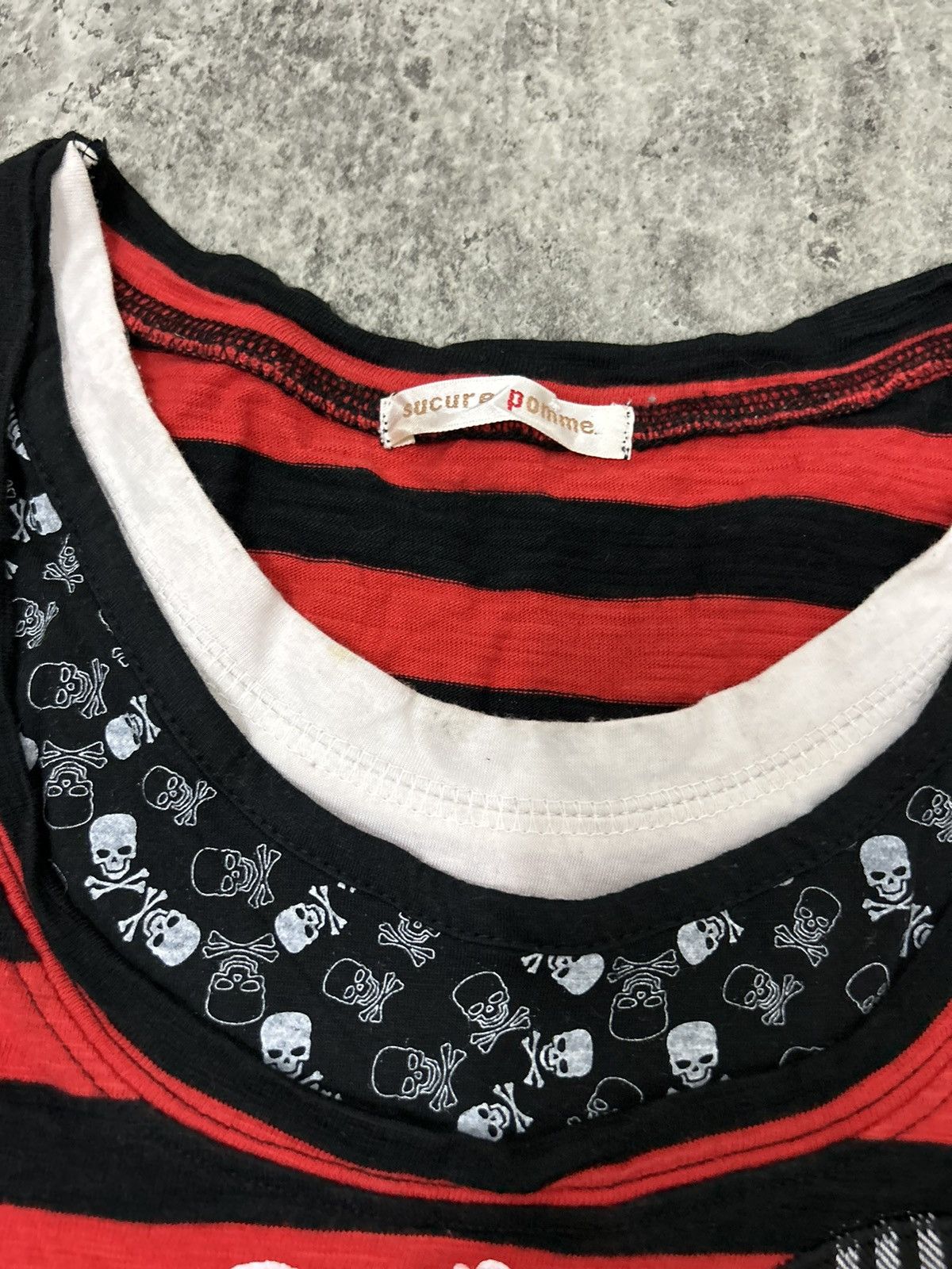14th Addiction × Hysteric Glamour × If Six Was Nine Sucure Pomme Skull Red Stripe Black Long Shirt Size US XS / EU 42 / 0 - 7 Thumbnail
