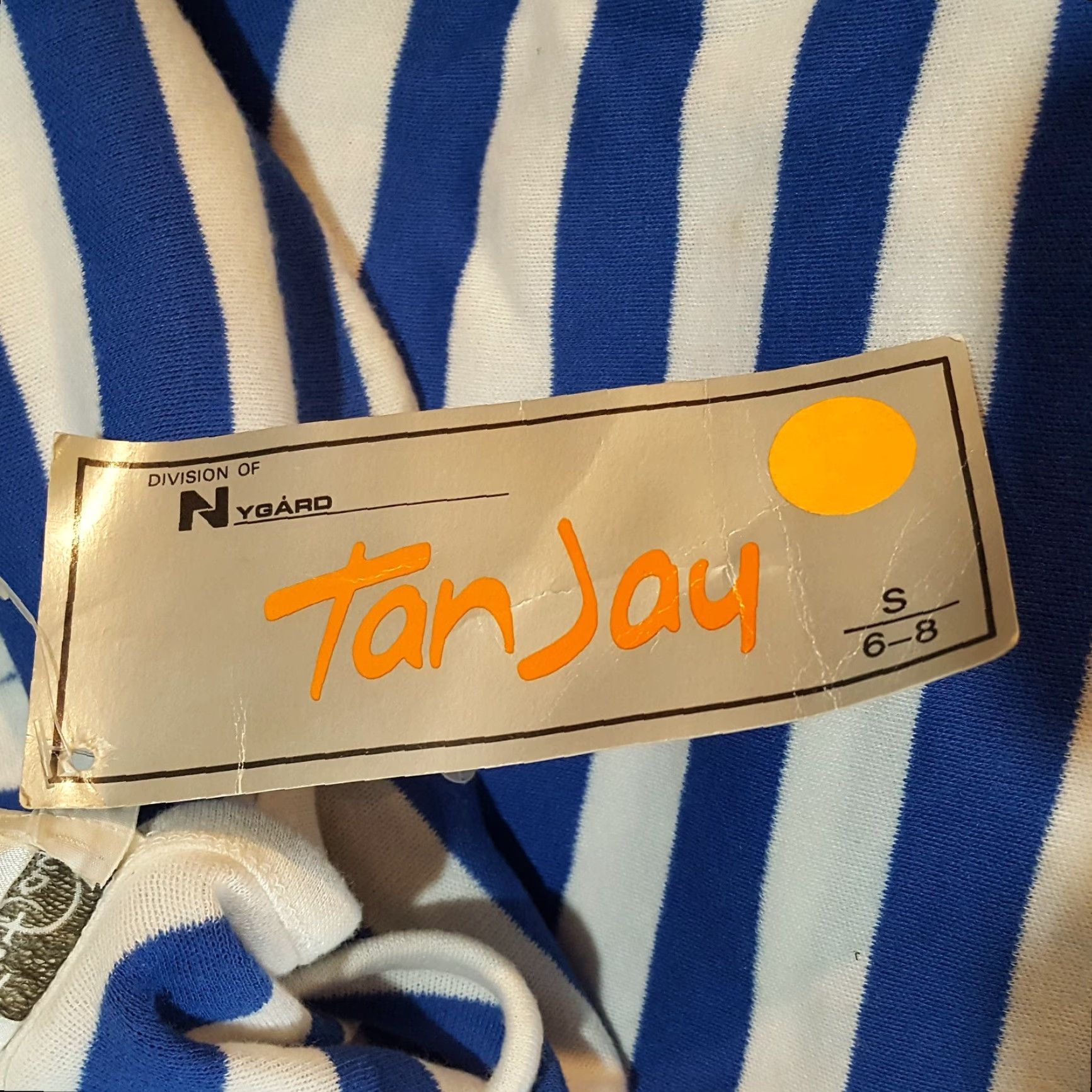 Nautica VINTAGE Tan Jay Mariners Club Women's Size Small Striped Blue T Shirt Top Sleeve Crew Neck Short Sleeve… Size S / US 4 / IT 40 - 3 Thumbnail