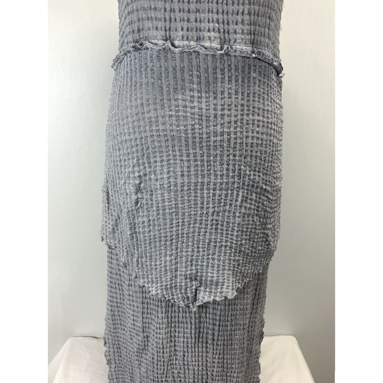 Vintage OHM Sleeveless Maxi Dress Large Gray Layered Stretch Lagenlook Womens Size L / US 10 / IT 46 - 6 Thumbnail
