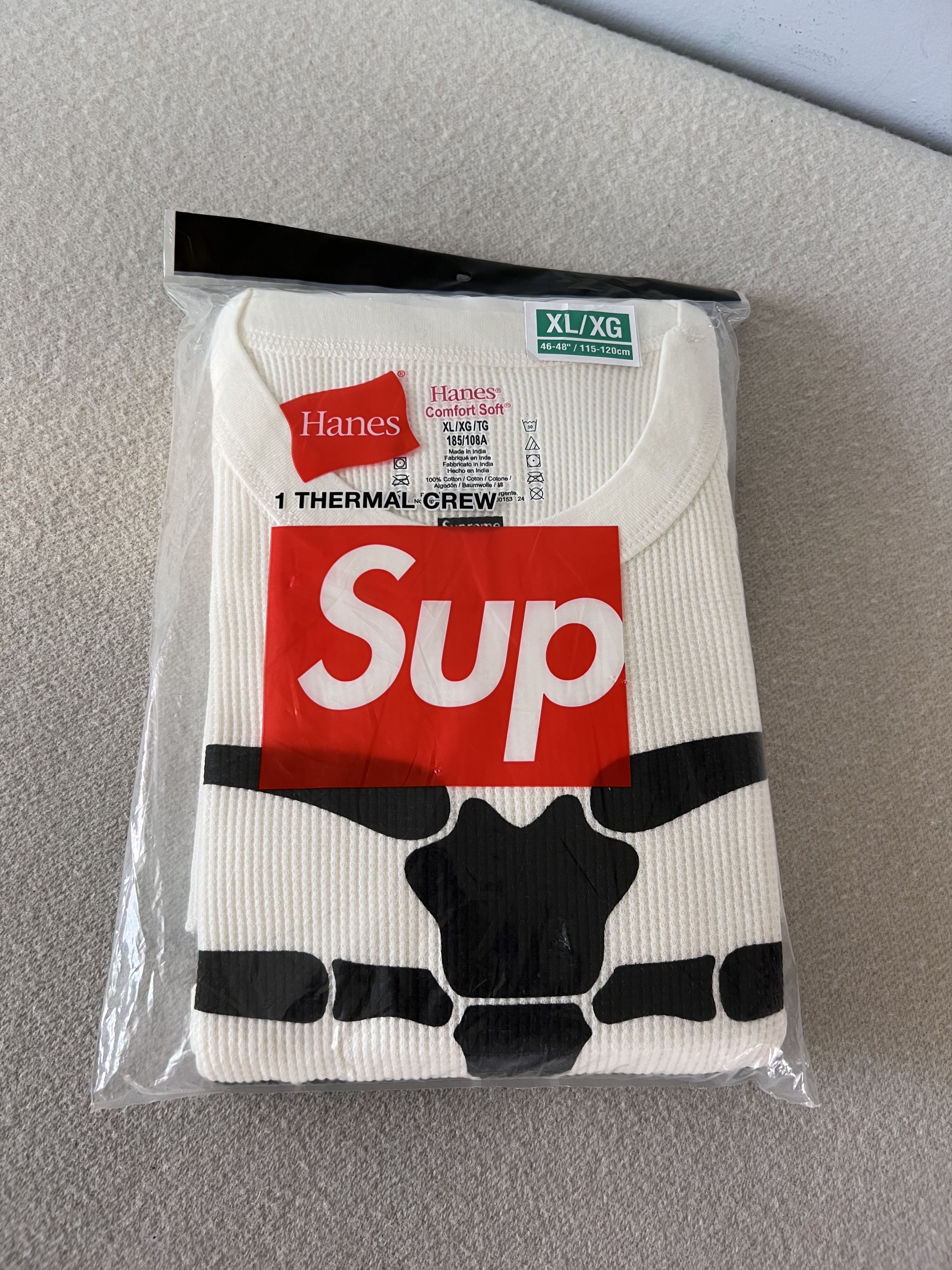 Supreme Supreme Hanes Bone Thermal Long Sleeve in White Size US XL / EU 56 / 4 - 2 Thumbnail