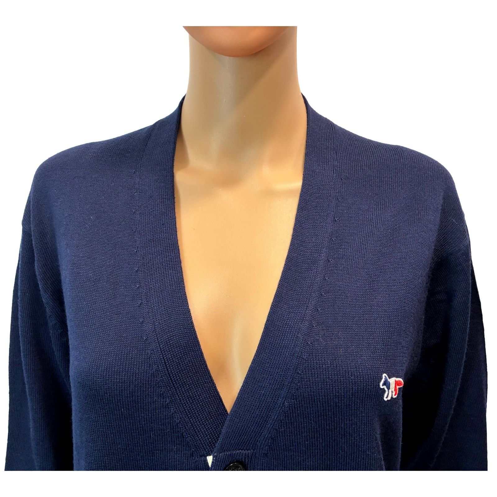 Maison Kitsune Maison Kitsune Navy Wool Fox Logo Cardigan L Size L / US 10 / IT 46 - 6 Thumbnail