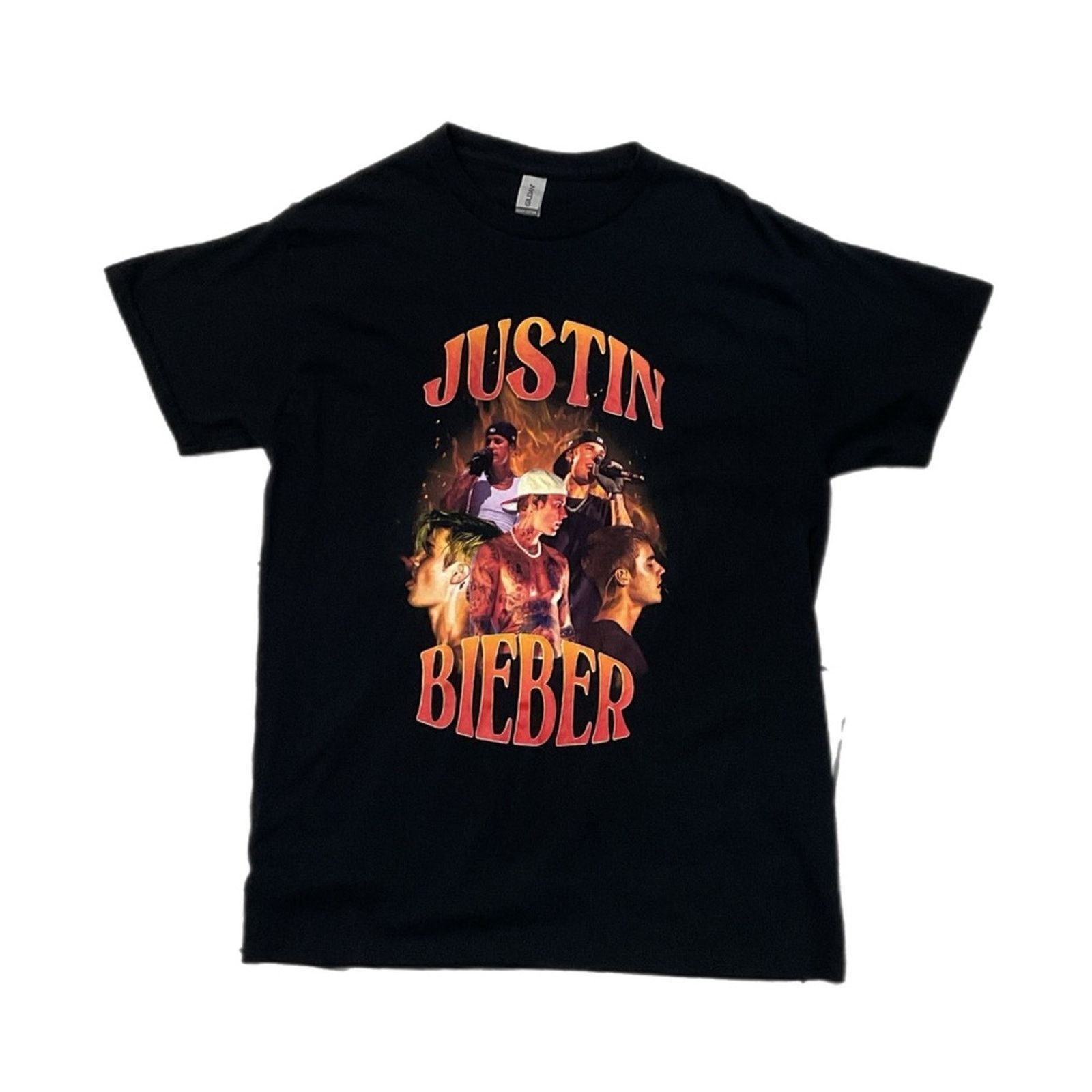 Gildan Justin Bieber collage Black Graphic T-Shirt Size US M / EU 48-50 / 2 - 1 Thumbnail