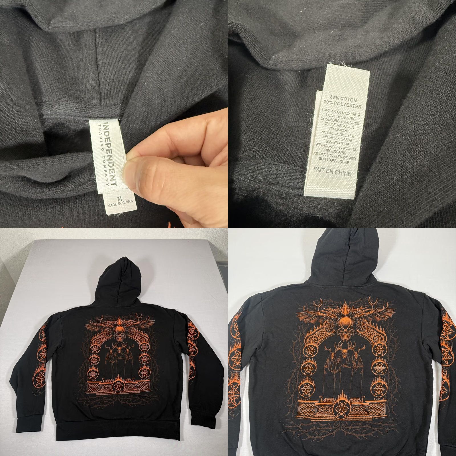 Vintage VINTAGE? No. Whitechapel Hoodie Men M Black Deathcore Band Graphic Print Pullover with Hooded Front Kangaroo Pocket Flames Clean Size US M / EU 48-50 / 2 - 8 Thumbnail