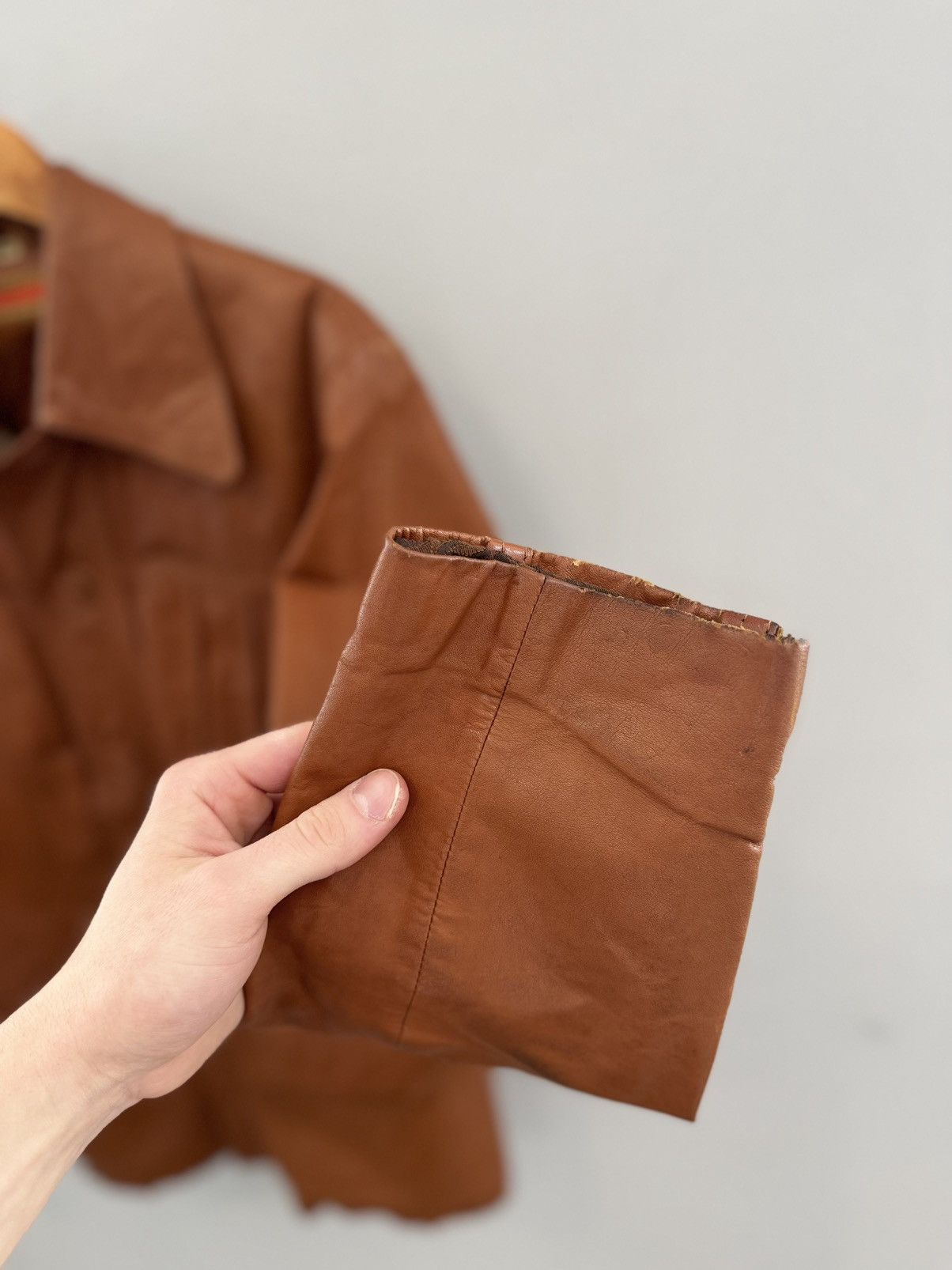 Other Vintage 90s Genuine Leather Racing Jacket Brown Biker Style Size US L / EU 52-54 / 3 - 7 Thumbnail