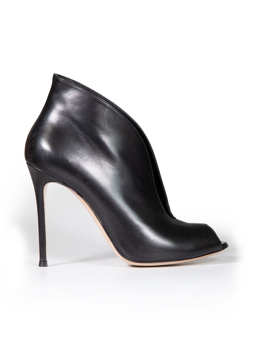 image of Gianvito Rossi Black Leather Vamp Boots, Women's (Size 9)