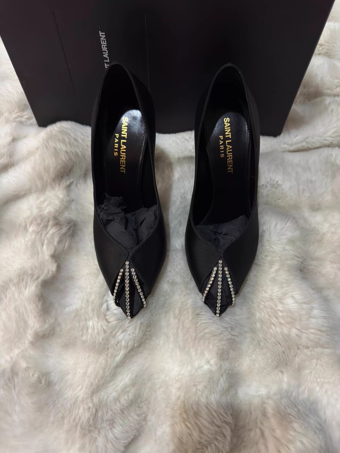 Saint Laurent Paris YSL Crystal Satin Runway Heels 36 99New Size US 5.5 / IT 35.5 - 5 Thumbnail