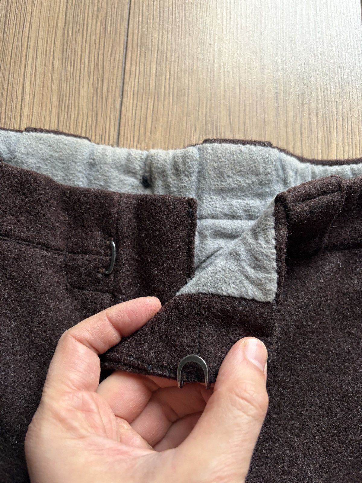 Vintage 40-50's Heavy Brown Wool Cotton Lined European Work Pants Size US 36 / EU 52 - 8 Thumbnail
