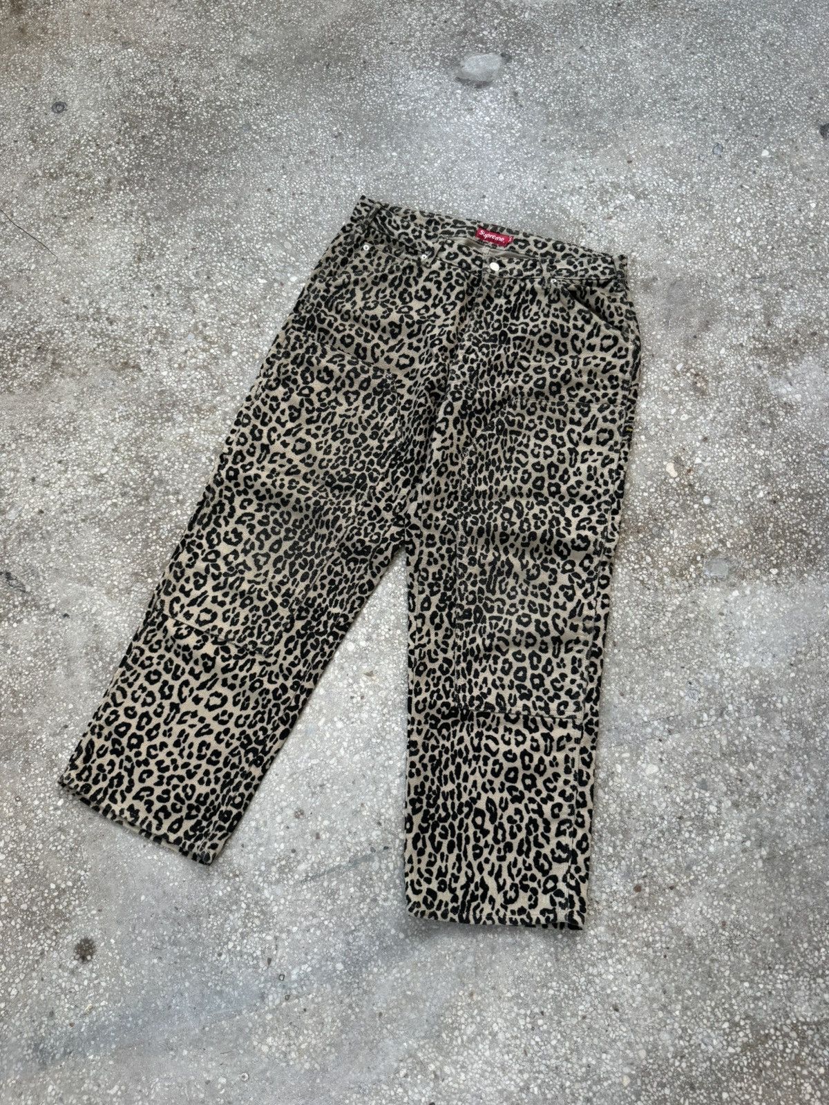 Supreme FW22 KINDERMANN GMBH COTTON MOLESKIN DOUBLE KNEE LEOPARD Size US 34 / EU 50 - 14 Thumbnail