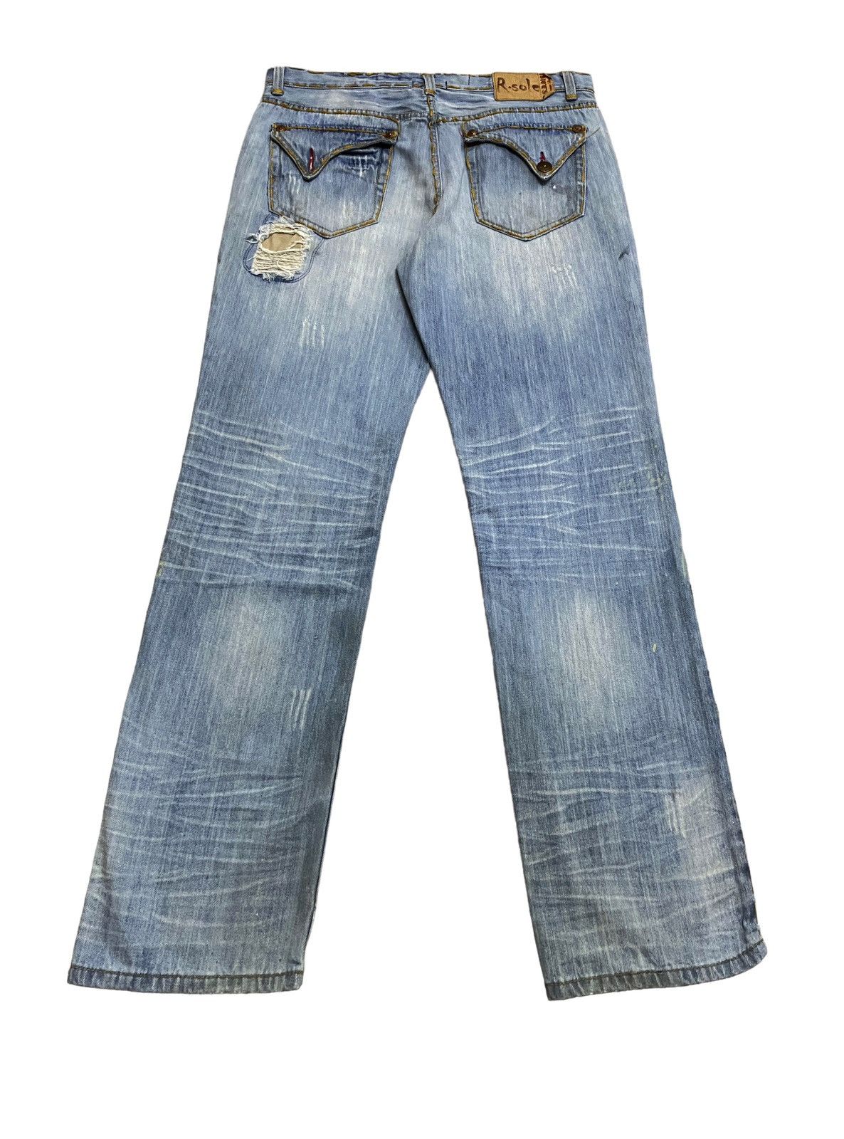 If Six Was Nine × Japanese Brand Rare Design Vintage Brand R.Sole Ripped Baggy Jeans 2000s Size US 37 - 2 Thumbnail