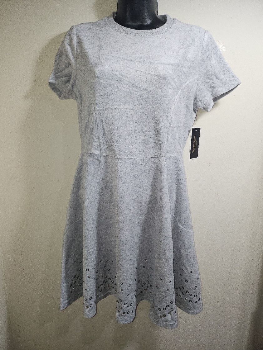 Juicy Couture NWT Juicy Couture Velour Grommet Mini Skater Dress Gray Med Size M / US 6-8 / IT 42-44 - 2 Thumbnail
