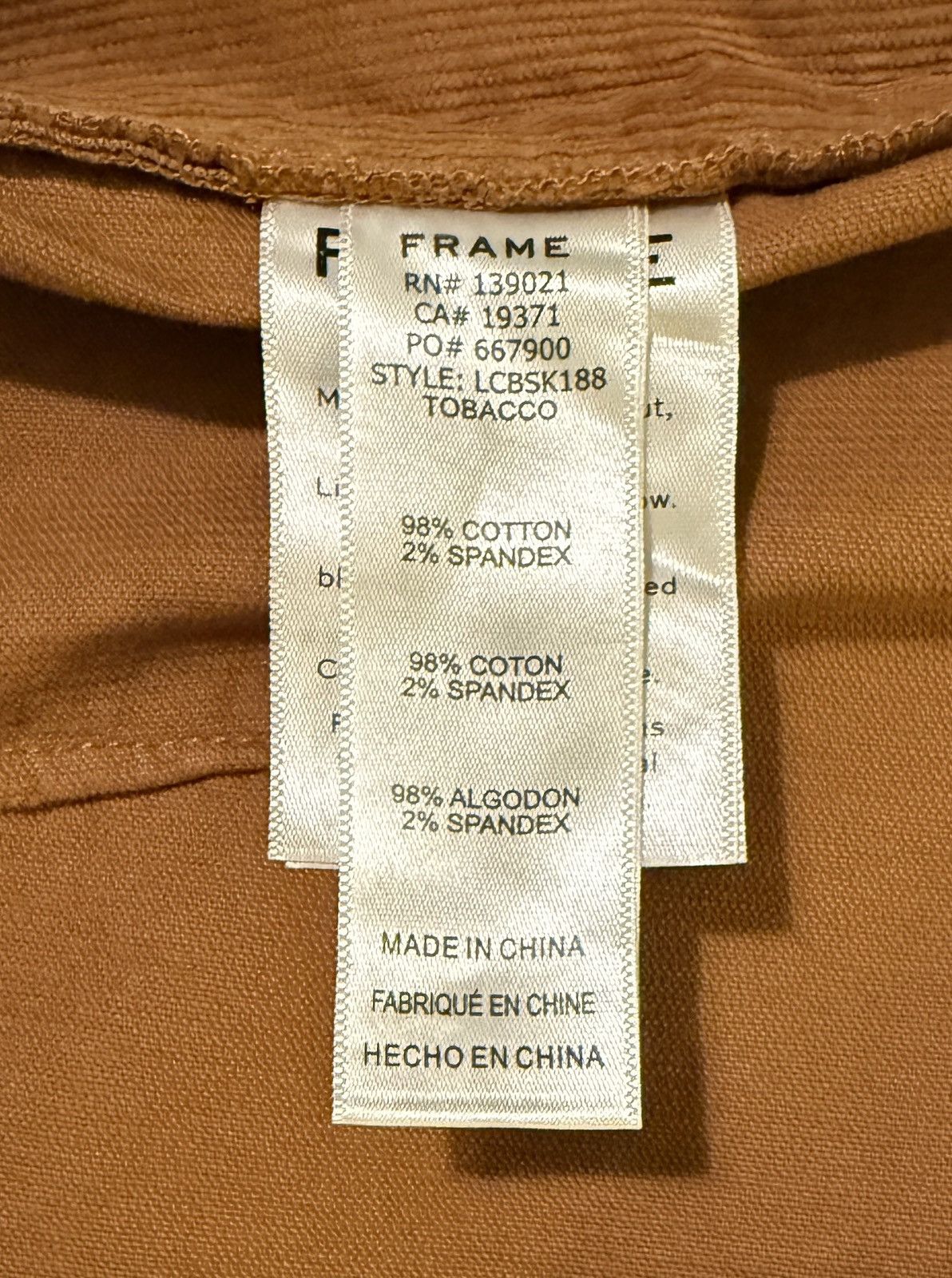 Frame Frame Denim Le Bardot Tobacco Corduroy Fall Mini Skirt Size 23" - 3 Thumbnail