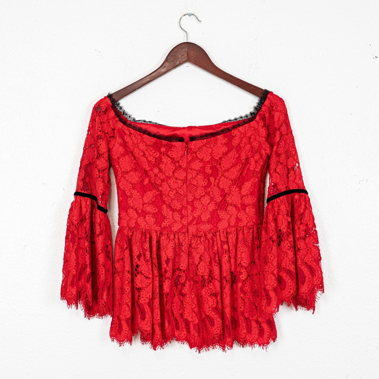 ALEXIS ALEXIS Red Lace Grace Top off-shoulder peplum Boho Small Size S / US 4 / IT 40 - 7 Thumbnail