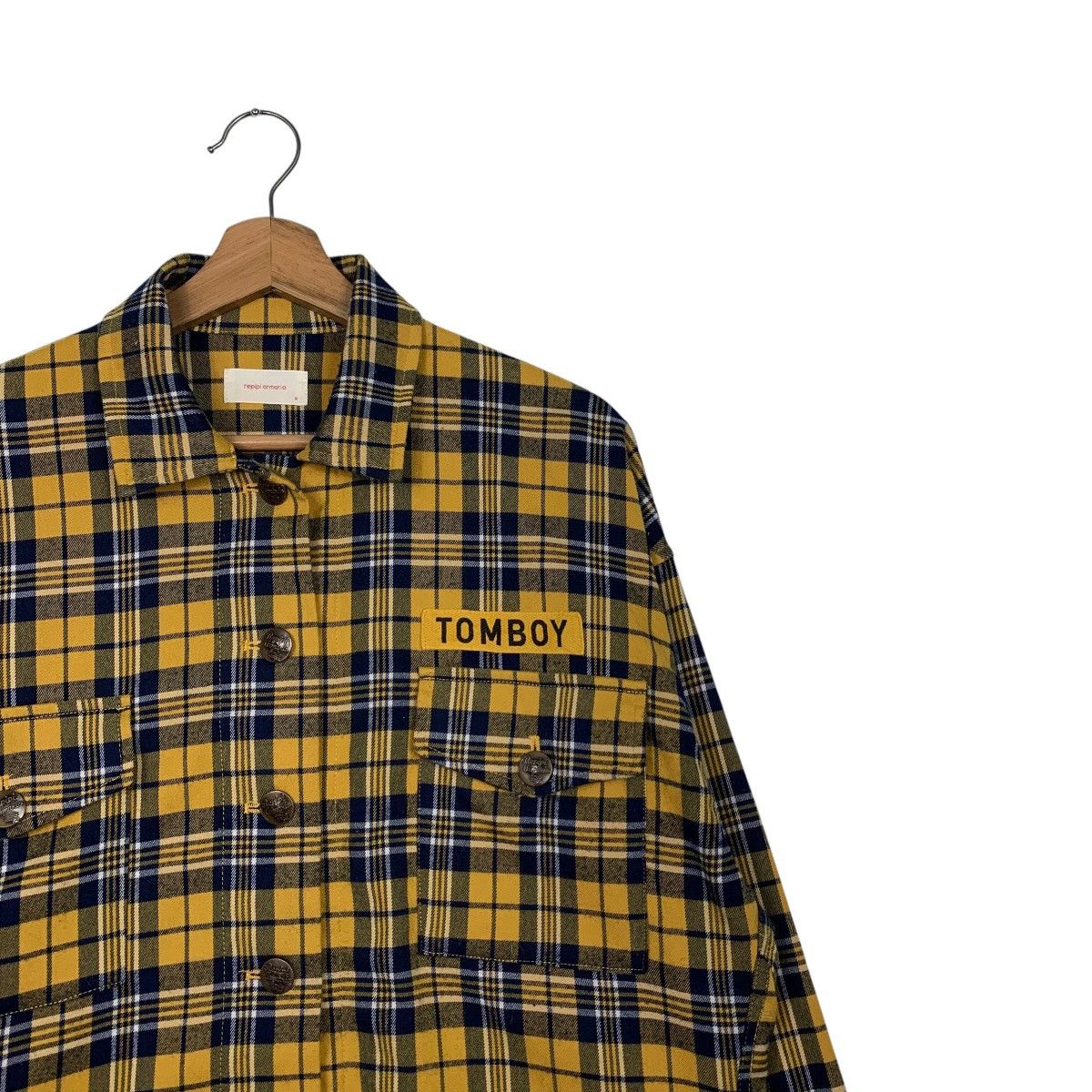 Japanese Brand REPIPI ARMARIO Yellow Check Crop Flannel Jacket #2600-C117 Size M / US 6-8 / IT 42-44 - 5 Thumbnail