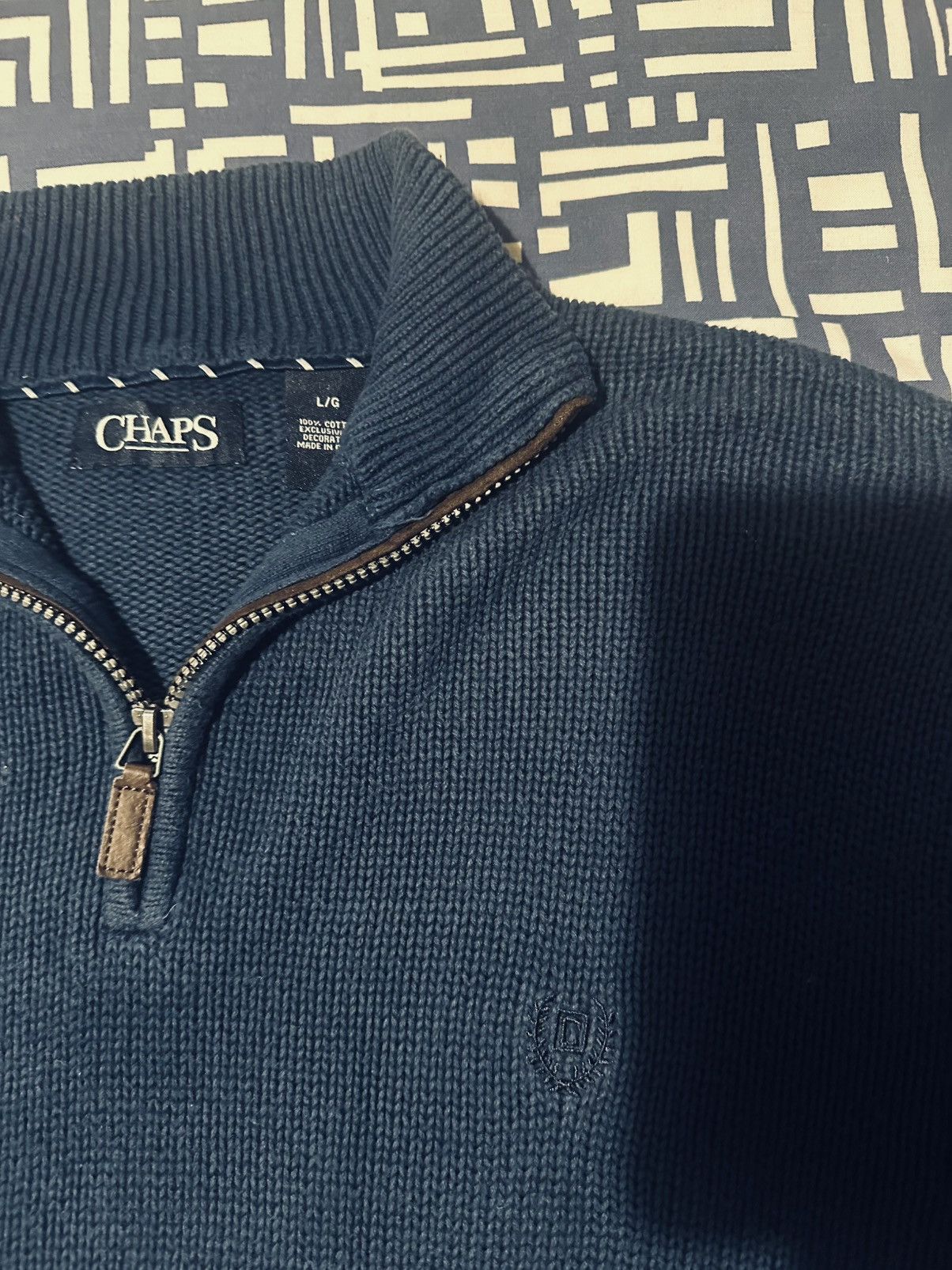 Chaps Ralph Lauren × Vintage CHAPS by RALPH LAUREN - Men's Zip Jumper Sweater - Rich Blue Size US L / EU 52-54 / 3 - 4 Thumbnail