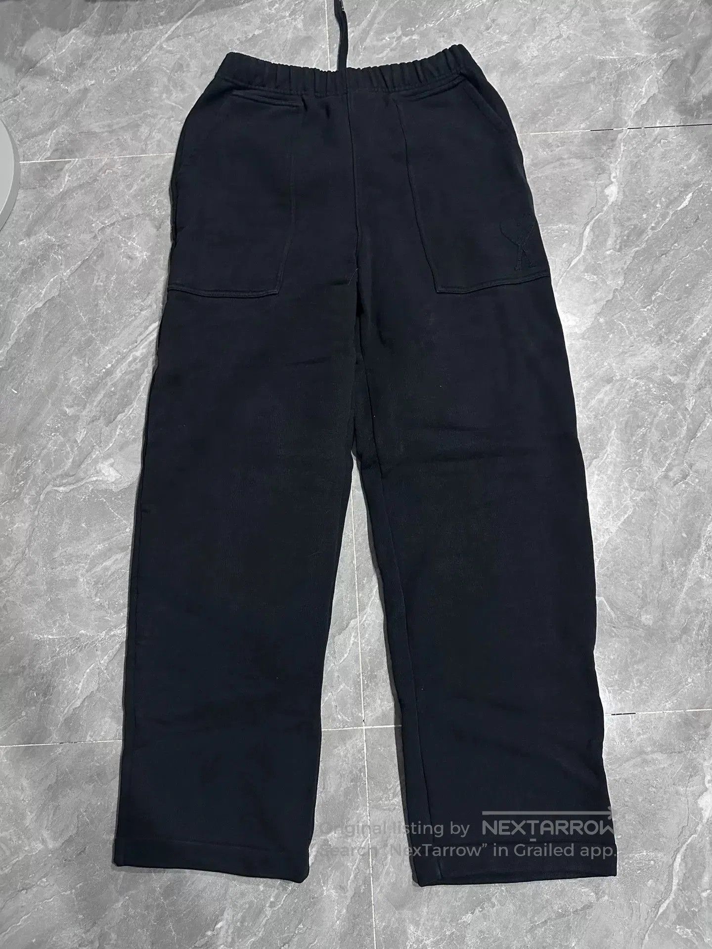 AMI AMI PARIS Black Heart Embroidered Wide Sweatpants. Size US 28 / EU 44 - 1 Thumbnail