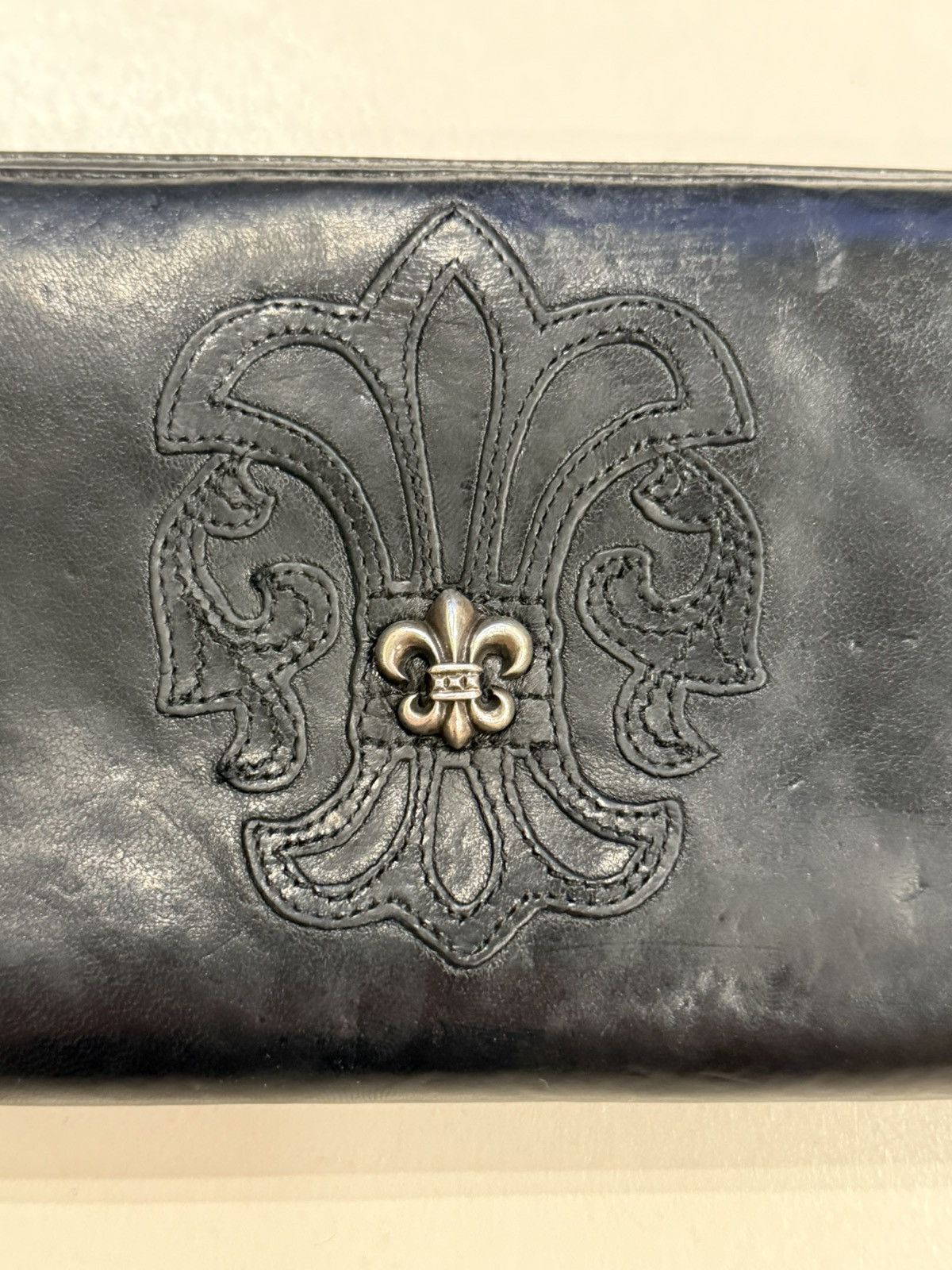 Chrome Hearts Chrome Hearts BS Fleur Wallet Black Leather Silver Scroll Size ONE SIZE - 7 Thumbnail