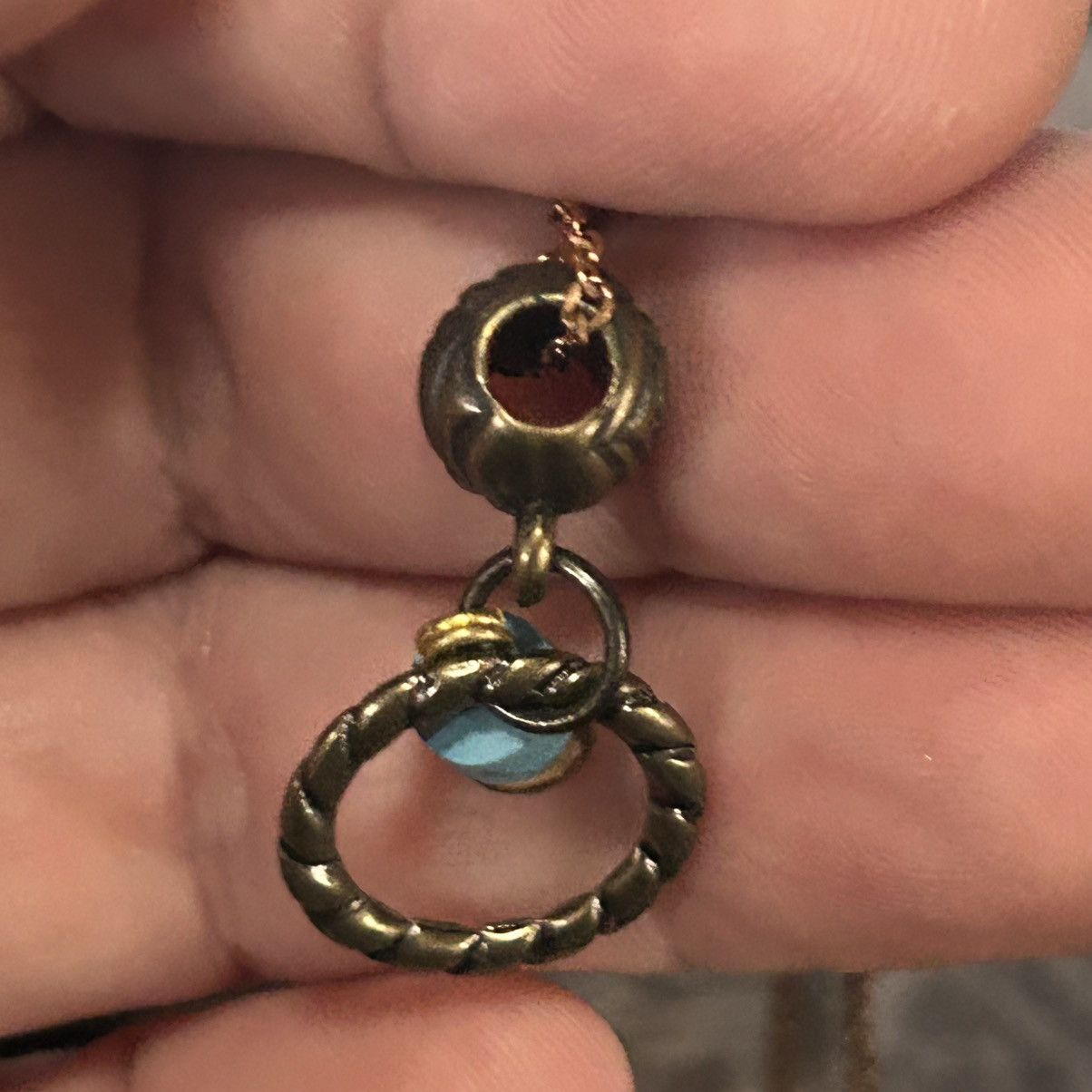 Handmade Handcrafted brass simulated turquoise pendant necklace Size ONE SIZE - 6 Thumbnail