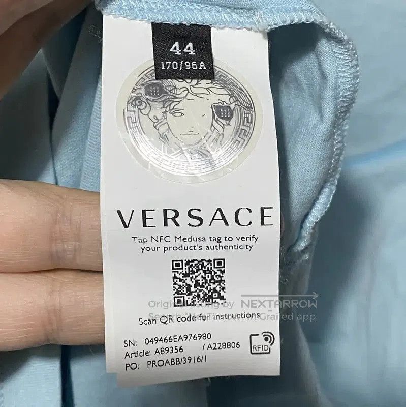 Versace Versace Light Blue Cotton T-Shirt for Men . Size US M / EU 48-50 / 2 - 4 Thumbnail
