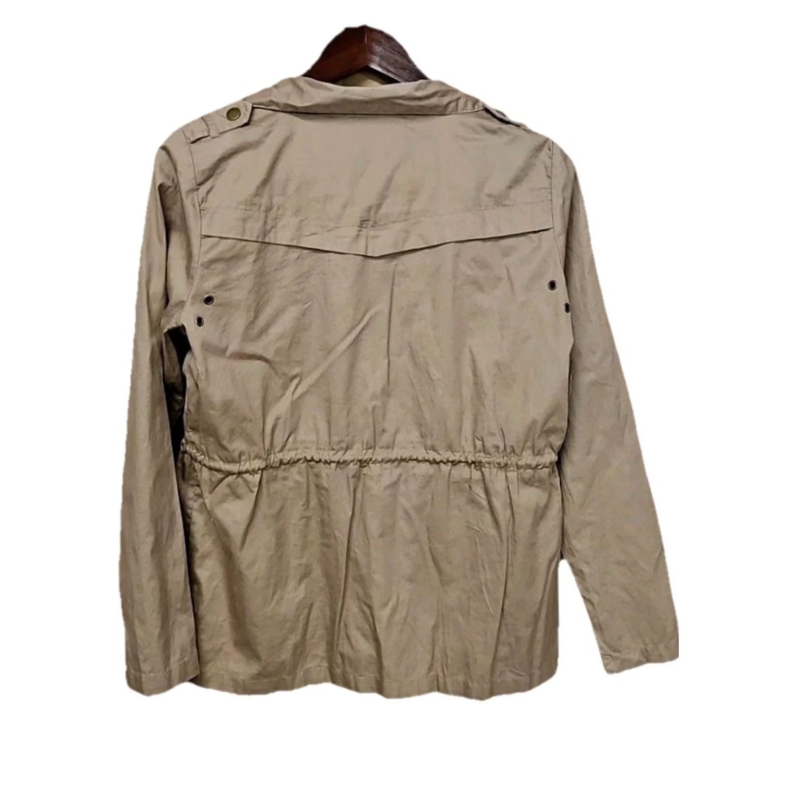 Vintage Iris Jacket Utility Military Cargo Cotton Snap Zip Khaki Small Womens Tan Safari Size S / US 4 / IT 40 - 6 Thumbnail