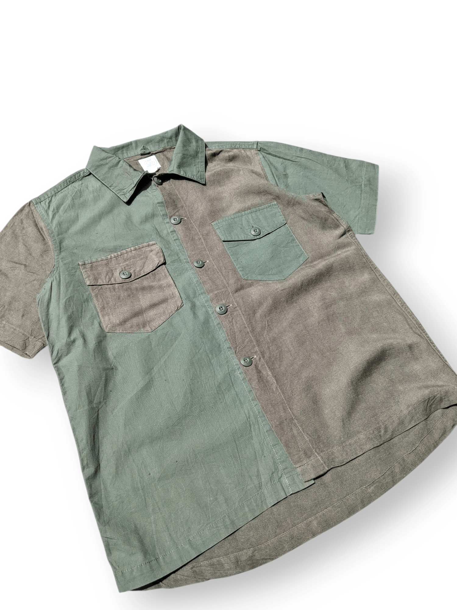 Denime Olive Green Multi Fabric Shirt Size US M / EU 48-50 / 2 - 1 Thumbnail