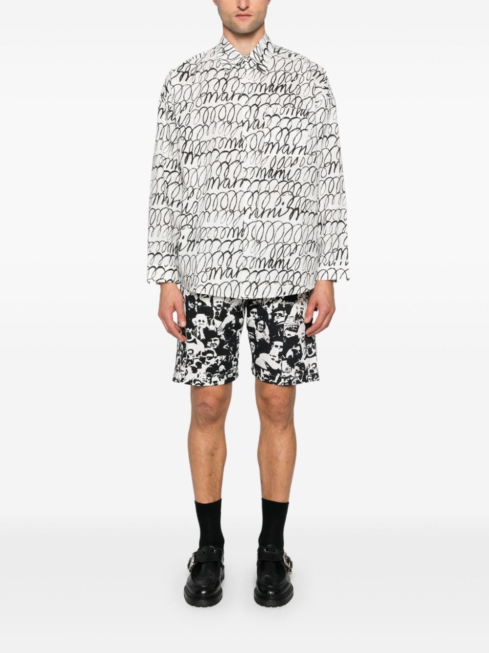 Marni o1w1db10625 Logo-Print Shirt in White Size US M / EU 48-50 / 2 - 3 Thumbnail