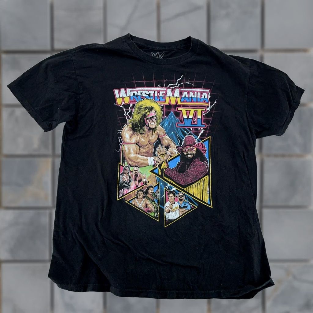 Etro WrestleMania VI Shirt Mens Large Black WWE Graphic Print T-Shirt Tee Retro WWE Logo Mens Shirts Size US L / EU 52-54 / 3 - 1 Thumbnail