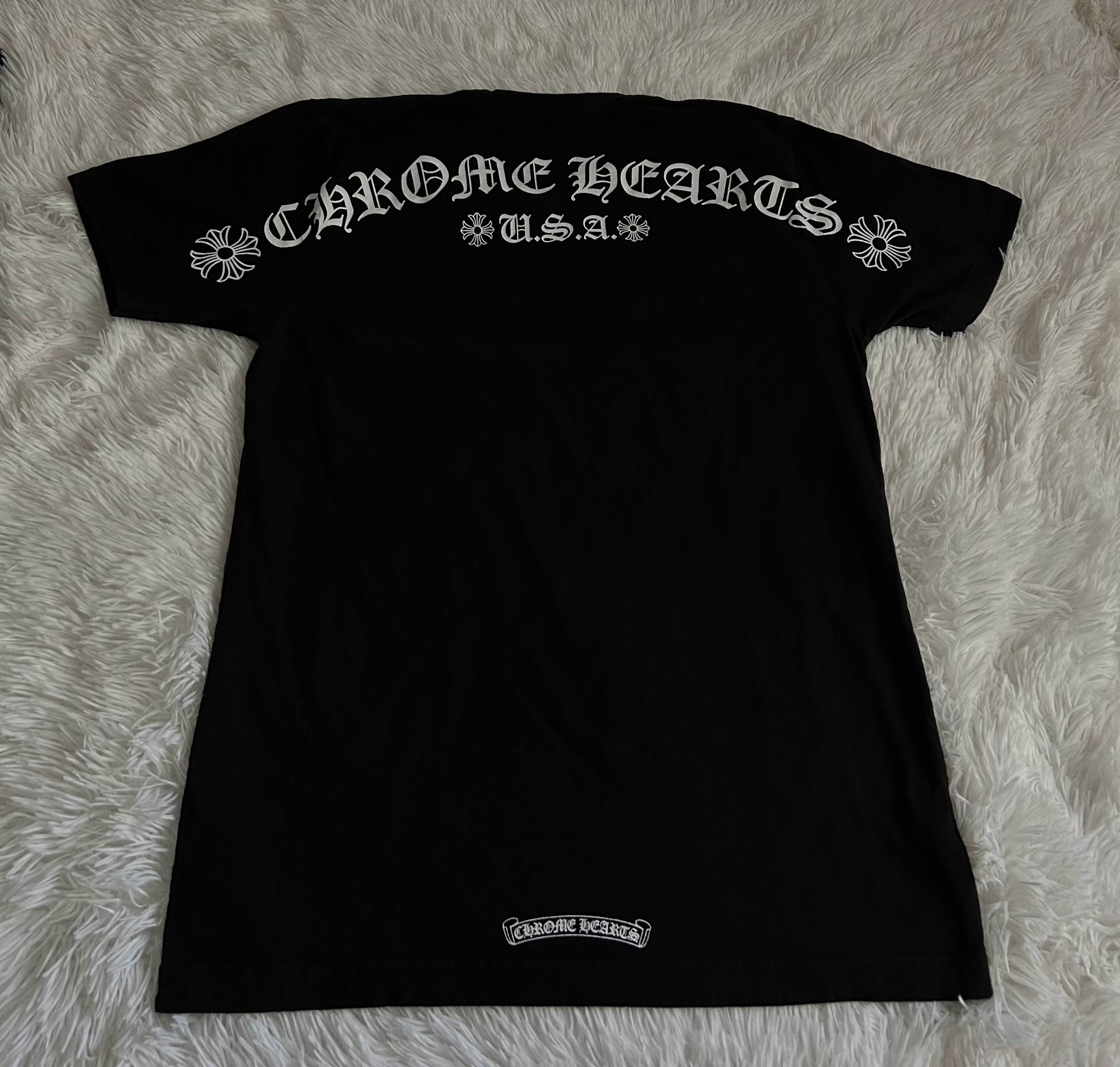 Chrome Hearts Chrome Heart Blue Script Collar Logo T-Shirt