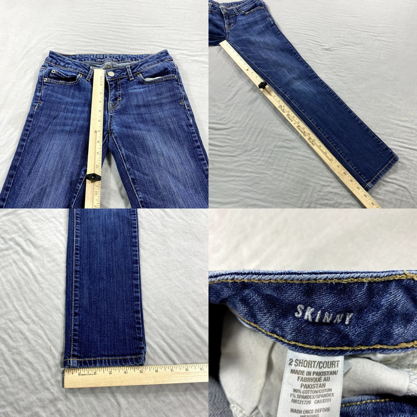 Vintage Aéropostale Jeans Womens 2 Blue Denim Skinny Low Rise Stretch 26x29 Size 26" / US 2 / IT 38 - 8 Thumbnail